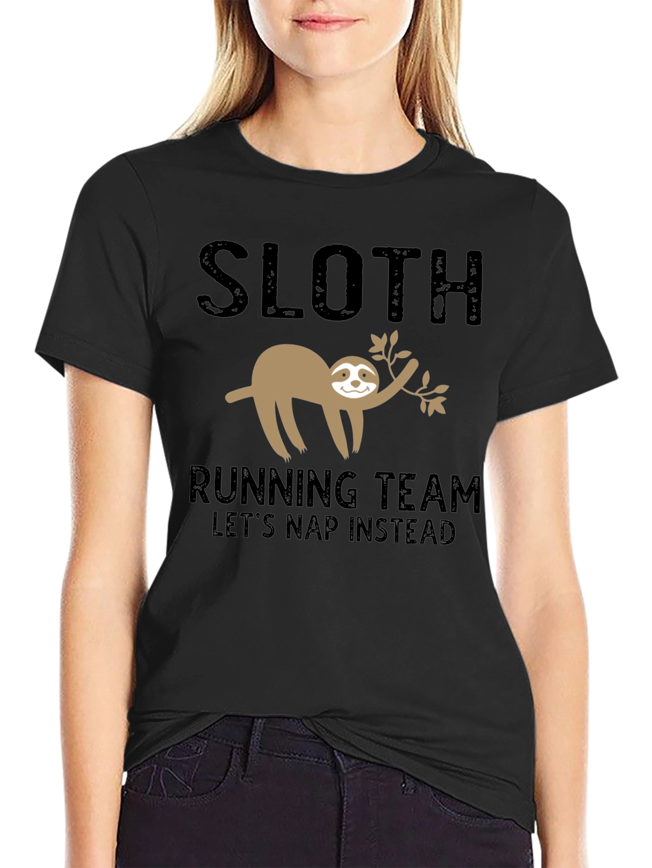 Black Sloth Running Team T-Shirt - Let's Nap Instead view 2