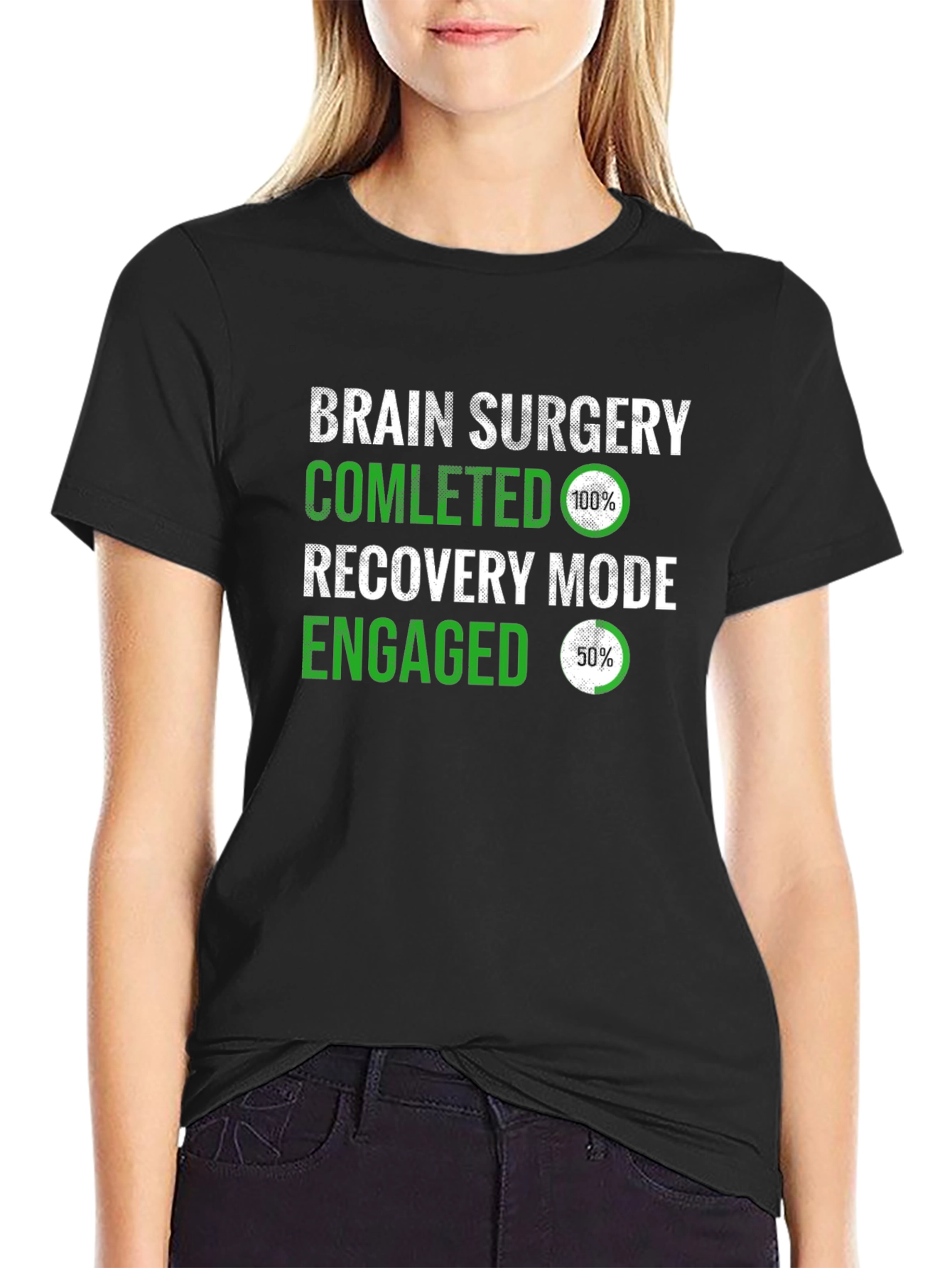 Black Brain Surgery Recovery Mode T-Shirt view 2