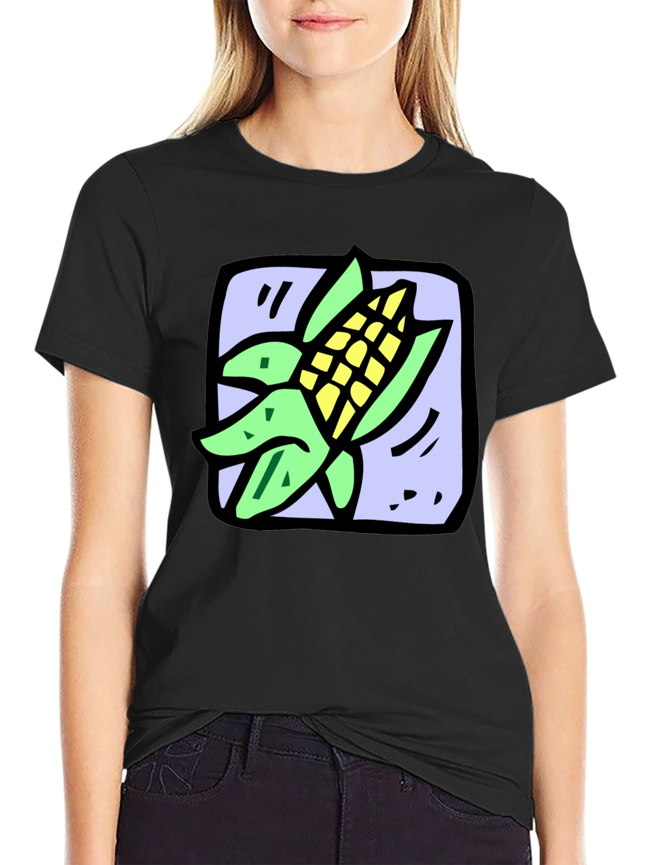 Black Corn Graphic T-Shirt - Quirky Food Tee view 2