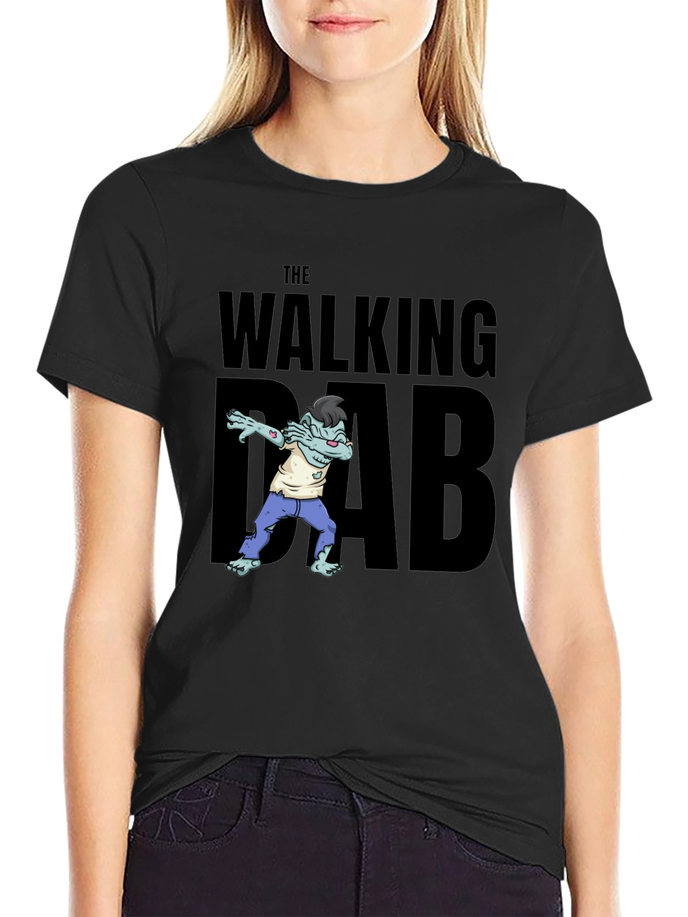 Black The Walking Dab T-Shirt - Funny Zombie Graphic Tee view 2