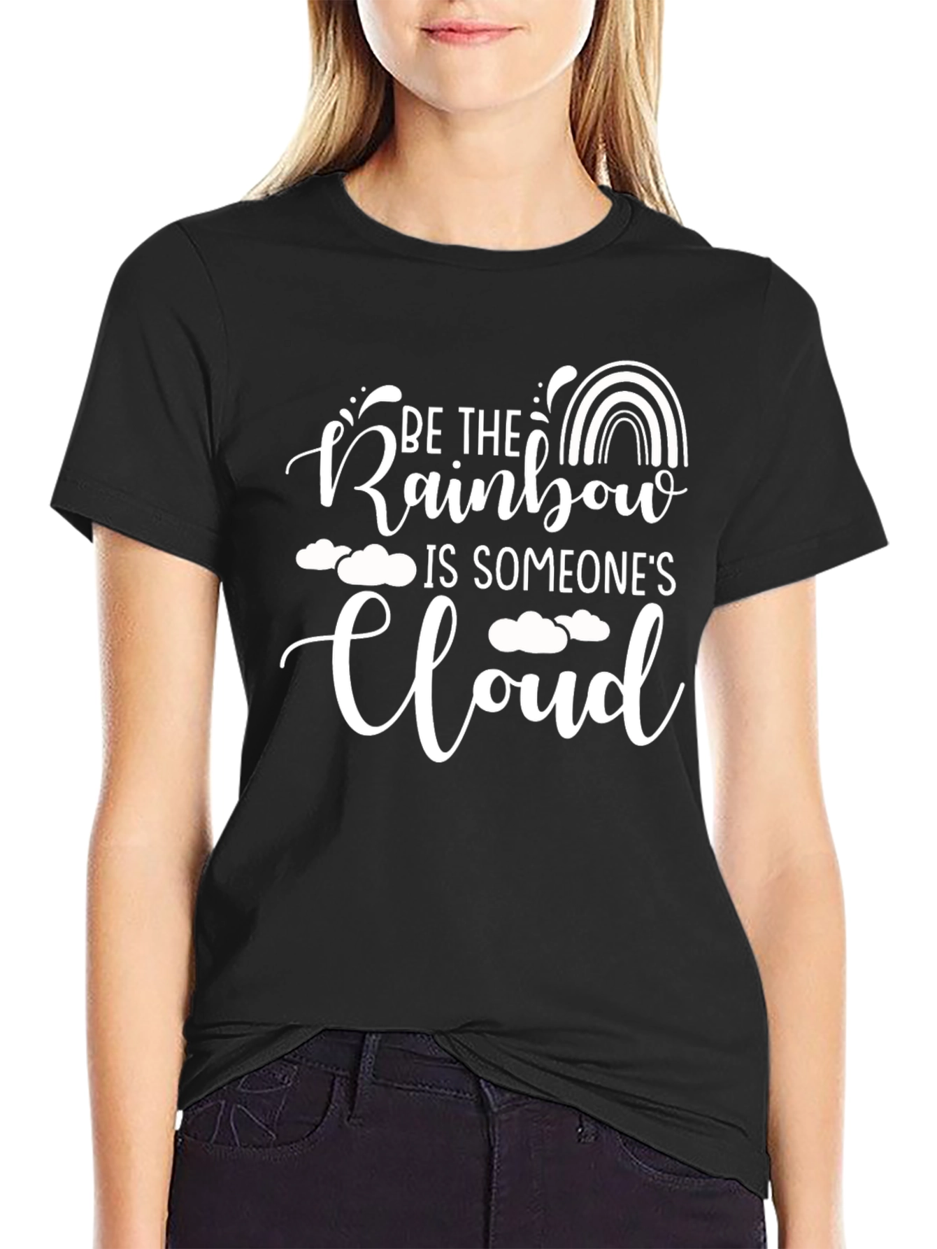Black Be the Rainbow T-Shirt - Inspirational Quote Graphic Tee view 2