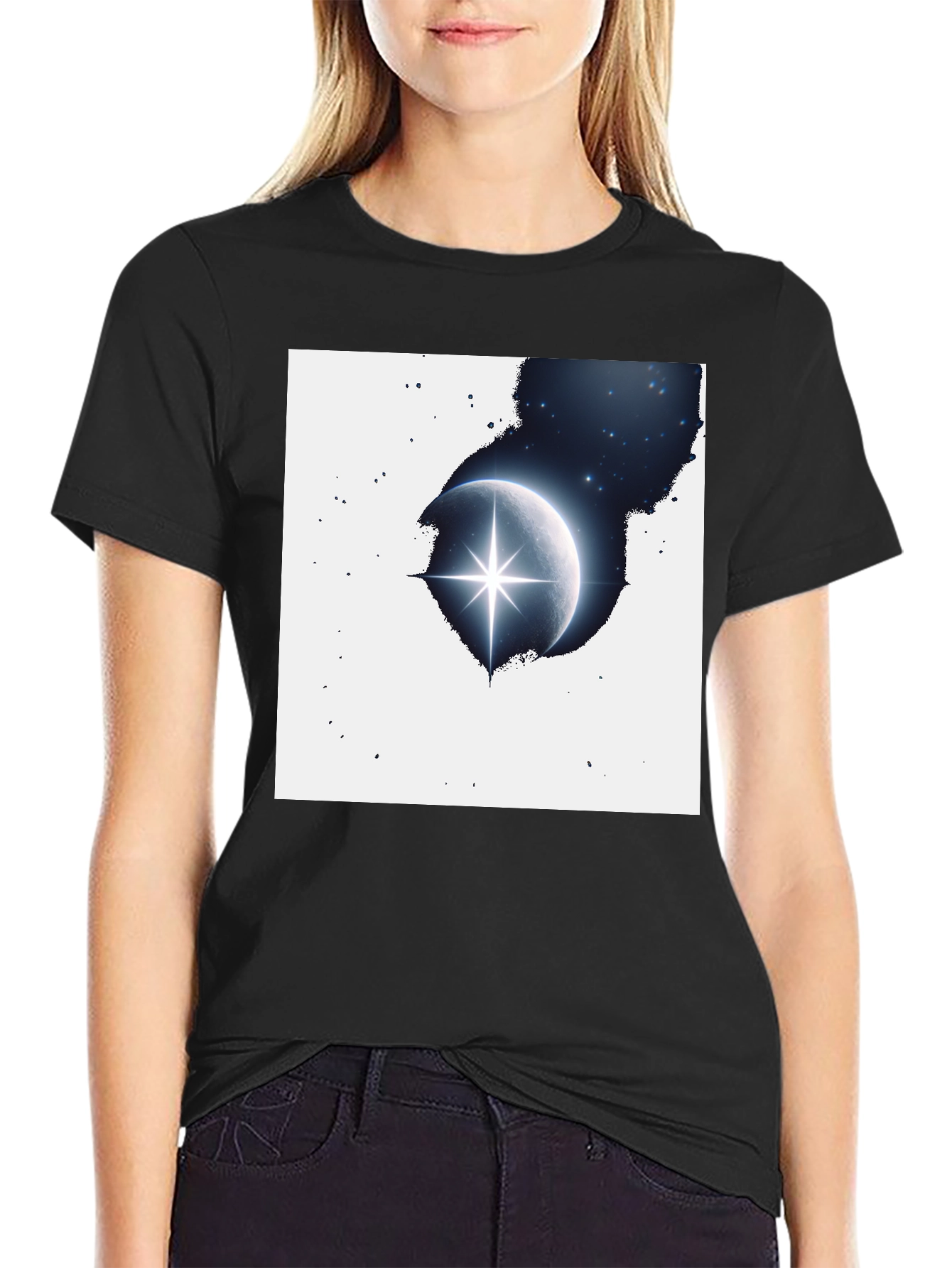 Black Celestial Star T-Shirt - Black Graphic Tee view 2