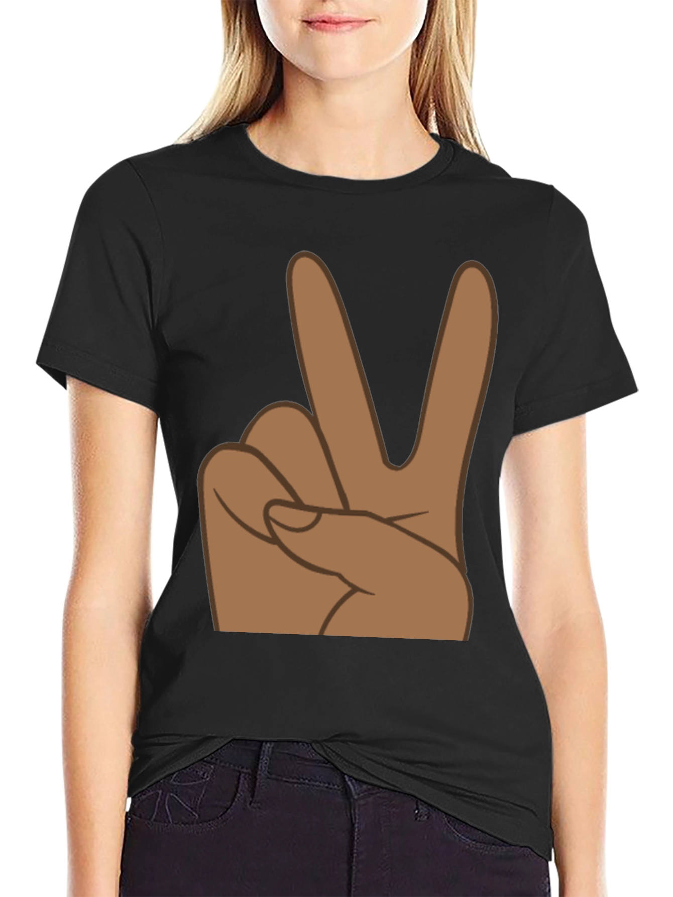 Black Peace Sign Graphic Tee - Black view 2