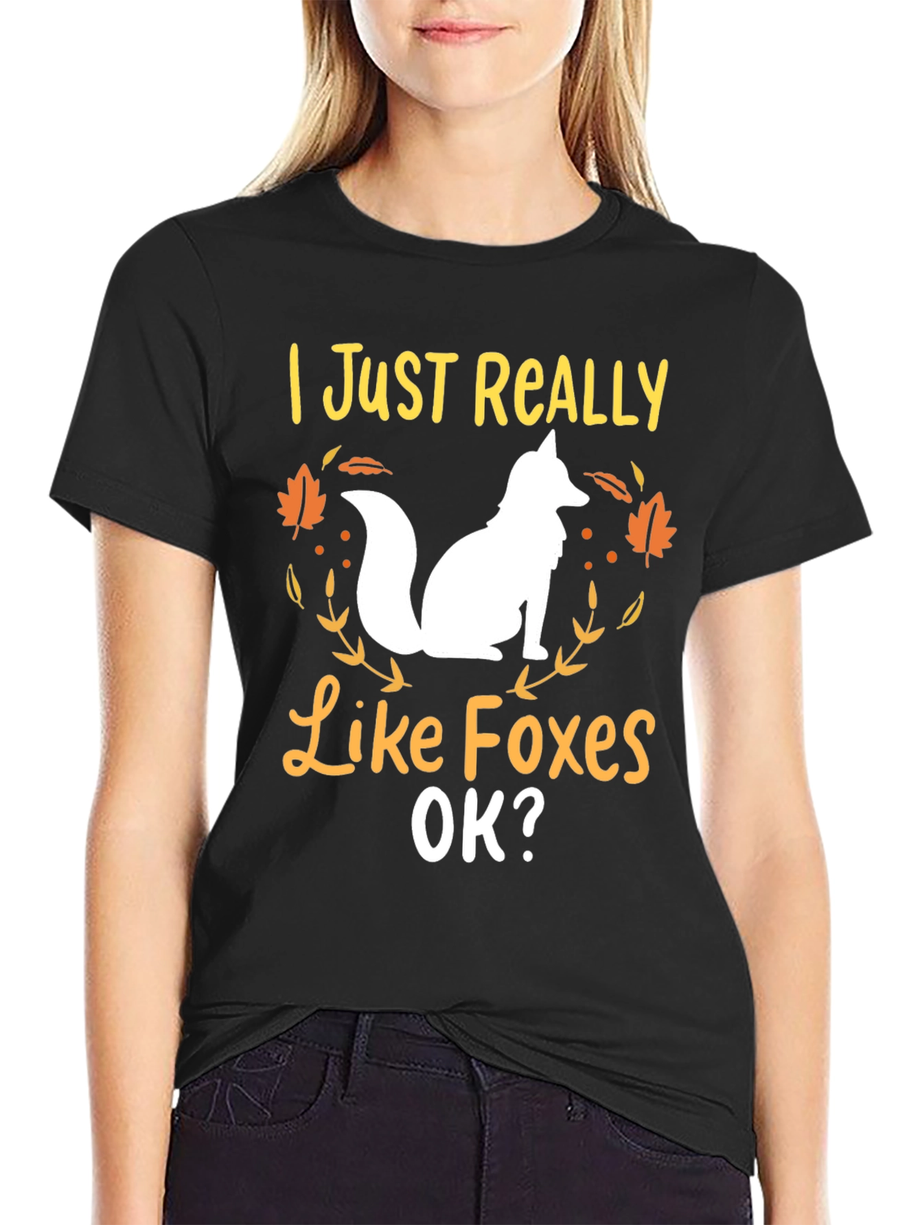 Black I Just Really Like Foxes Graphic Tee view 2