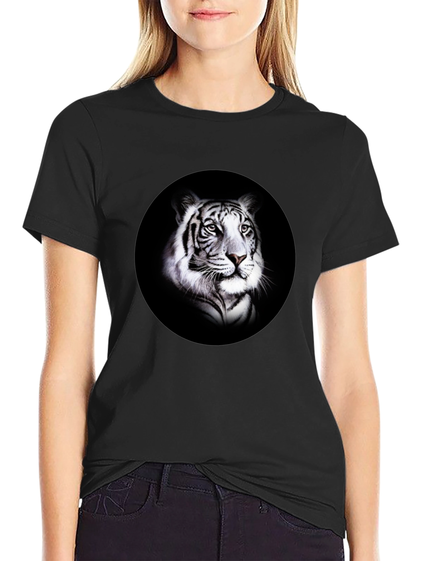 Black Black Tiger Graphic T-Shirt - Bold Animal Print view 2