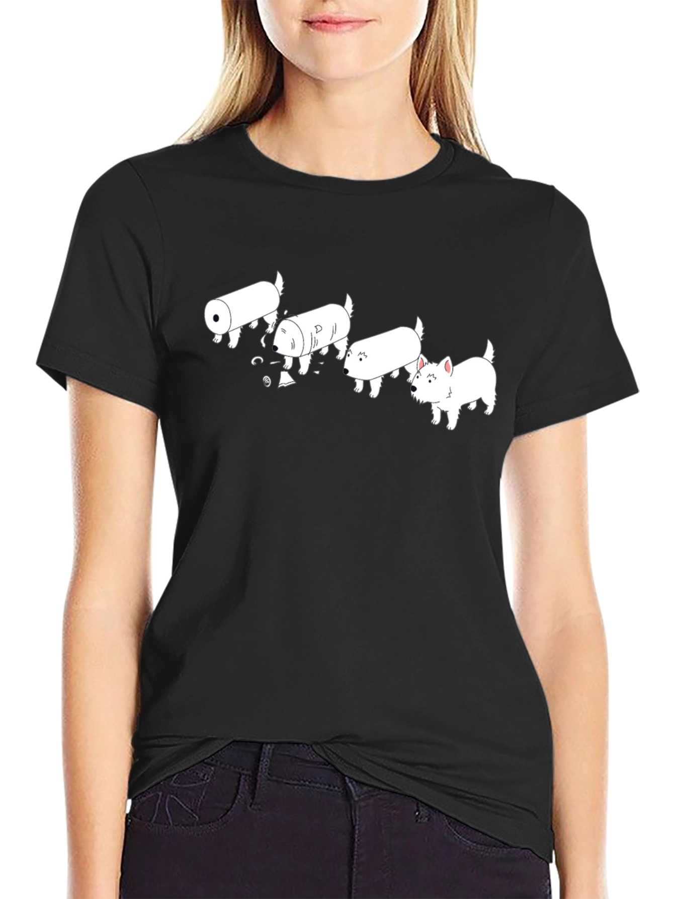 Black Westie Dog Evolution Black T-Shirt view 2