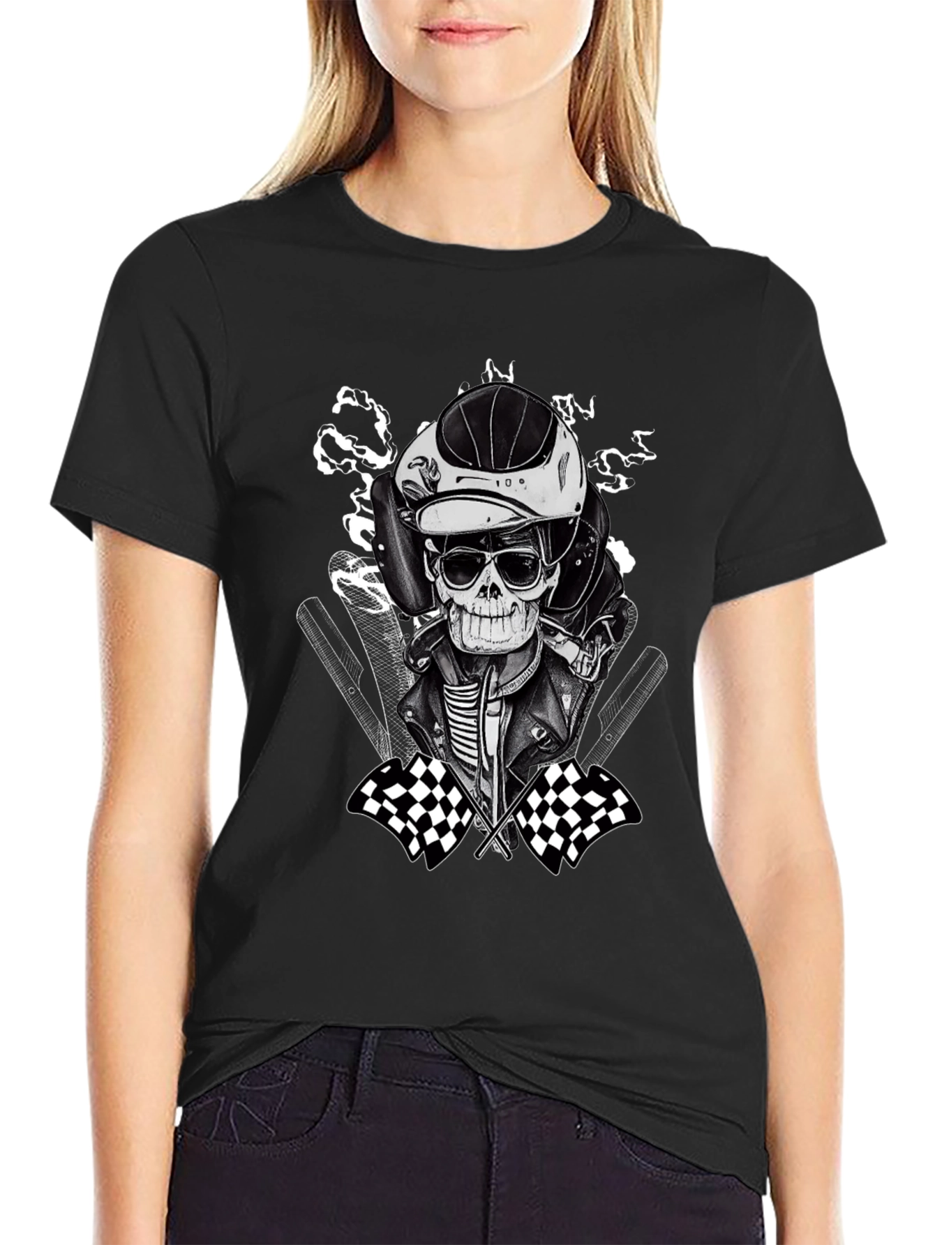 Black Racer Skeleton Graphic Tee view 2