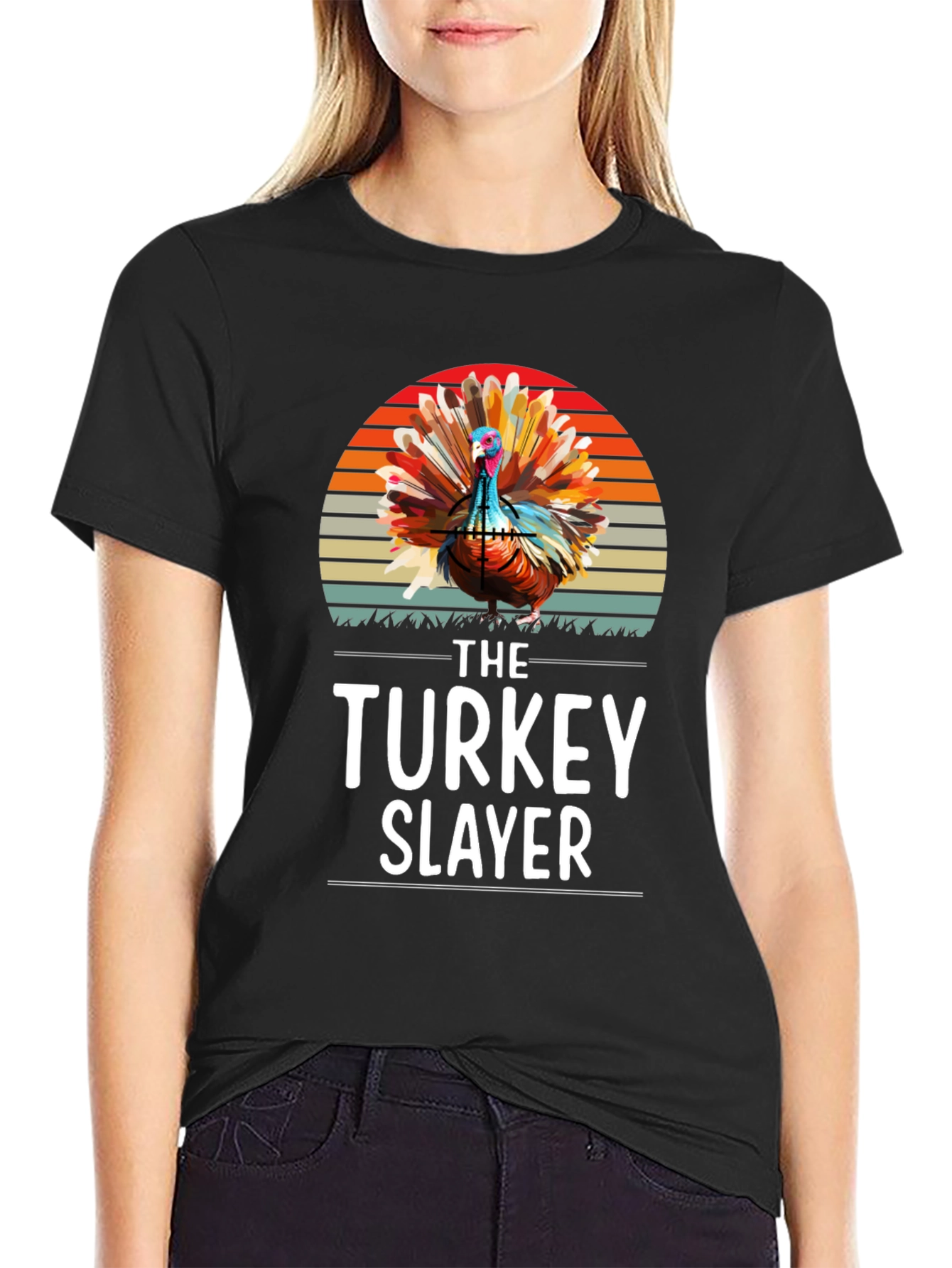 Black Turkey Slayer Graphic T-Shirt - Thanksgiving Apparel view 2