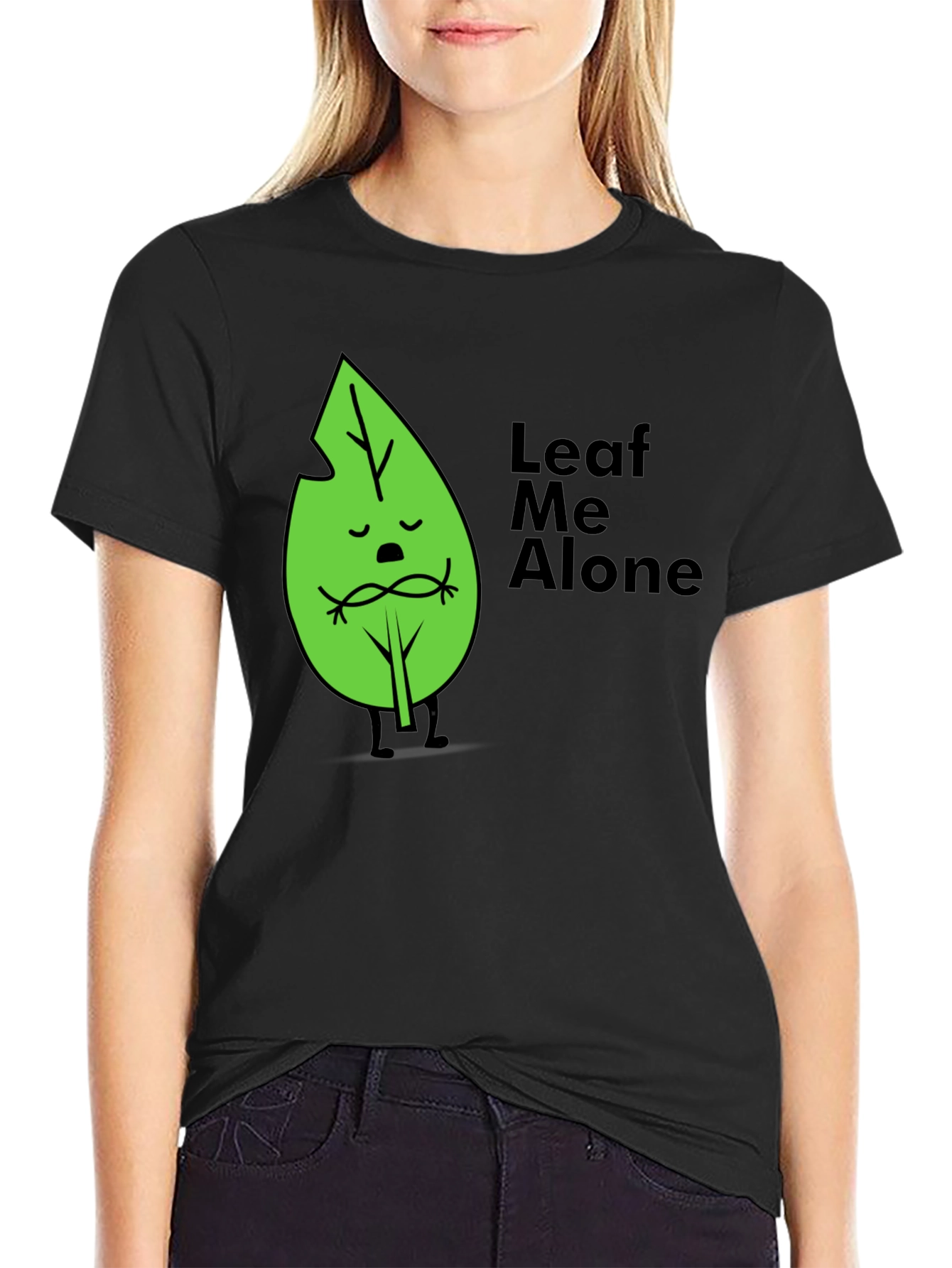 Black Leaf Me Alone Graphic T-Shirt - Soft Cotton Blend view 2