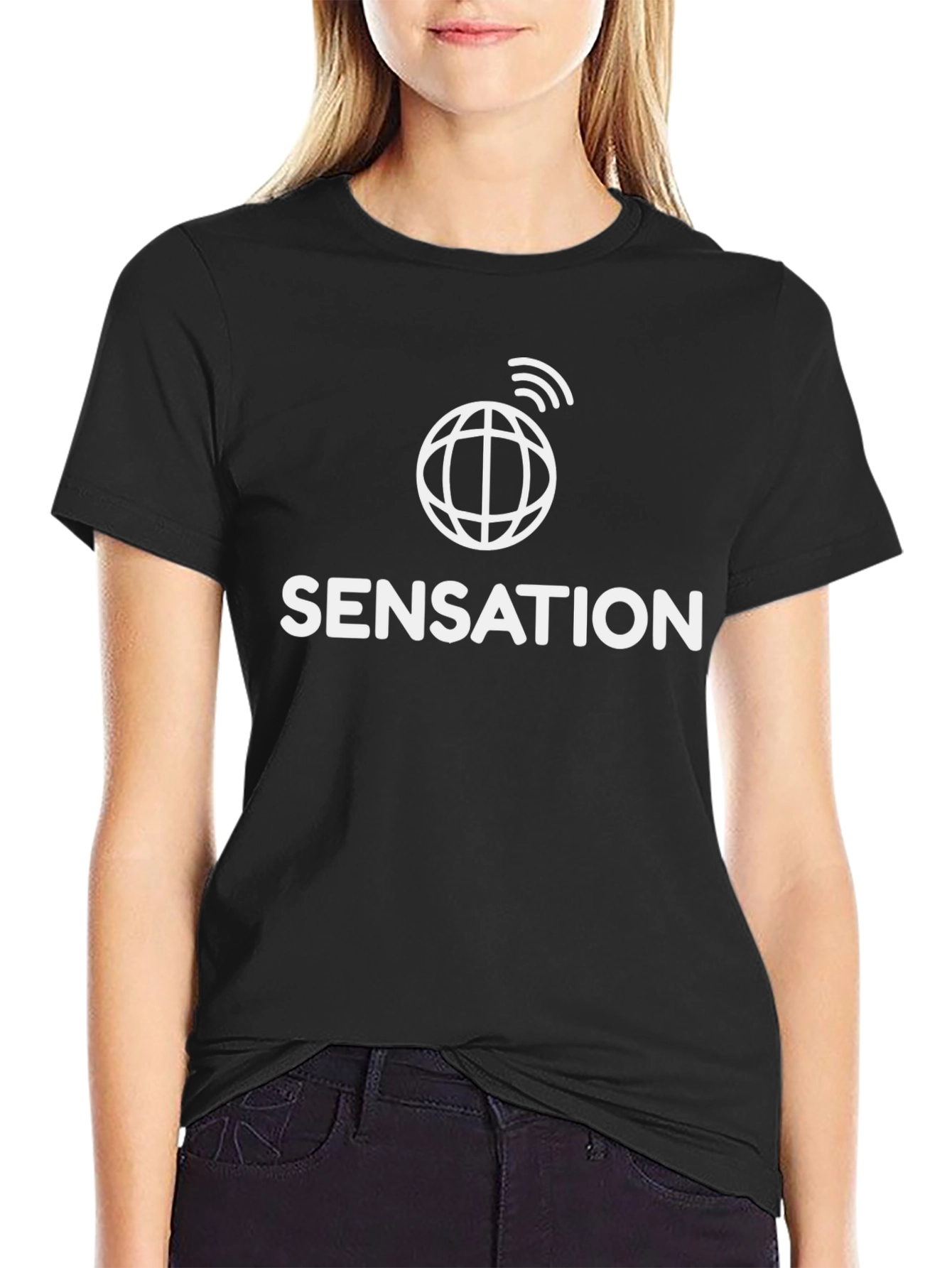 Black Sensation Graphic Tee - Modern Black T-Shirt view 2