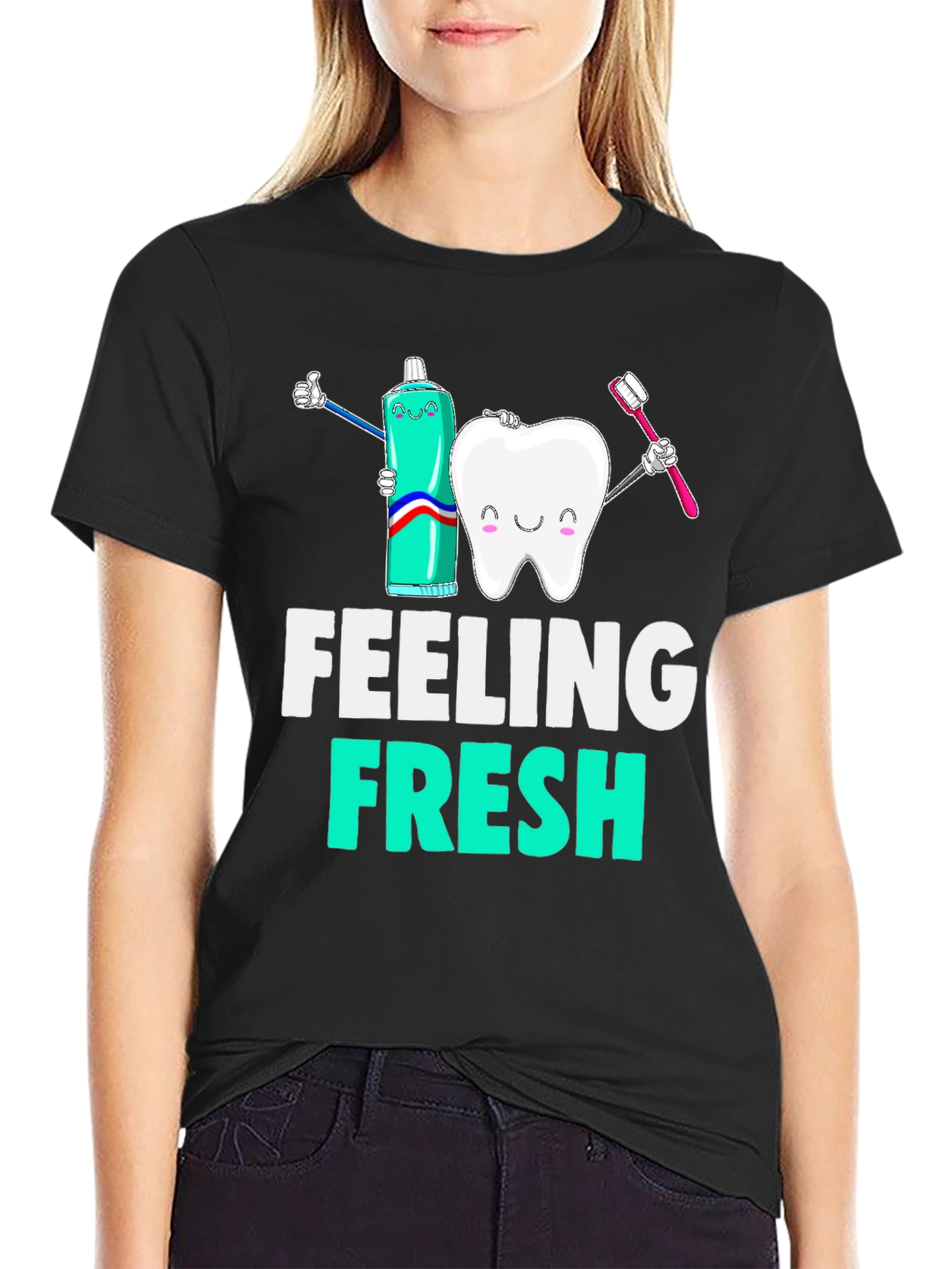 Black Feeling Fresh Graphic Tee - Dental Hygiene T-Shirt view 2