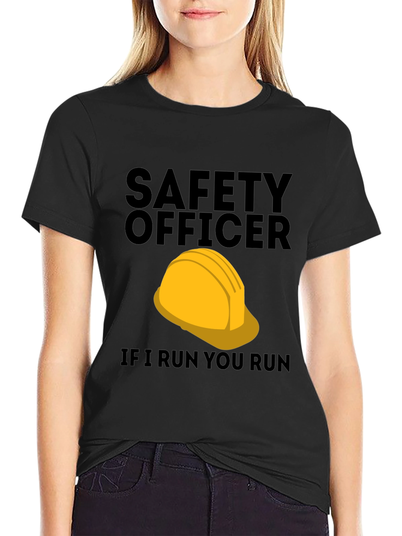 Black Safety Officer Hard Hat Graphic Tee view 2