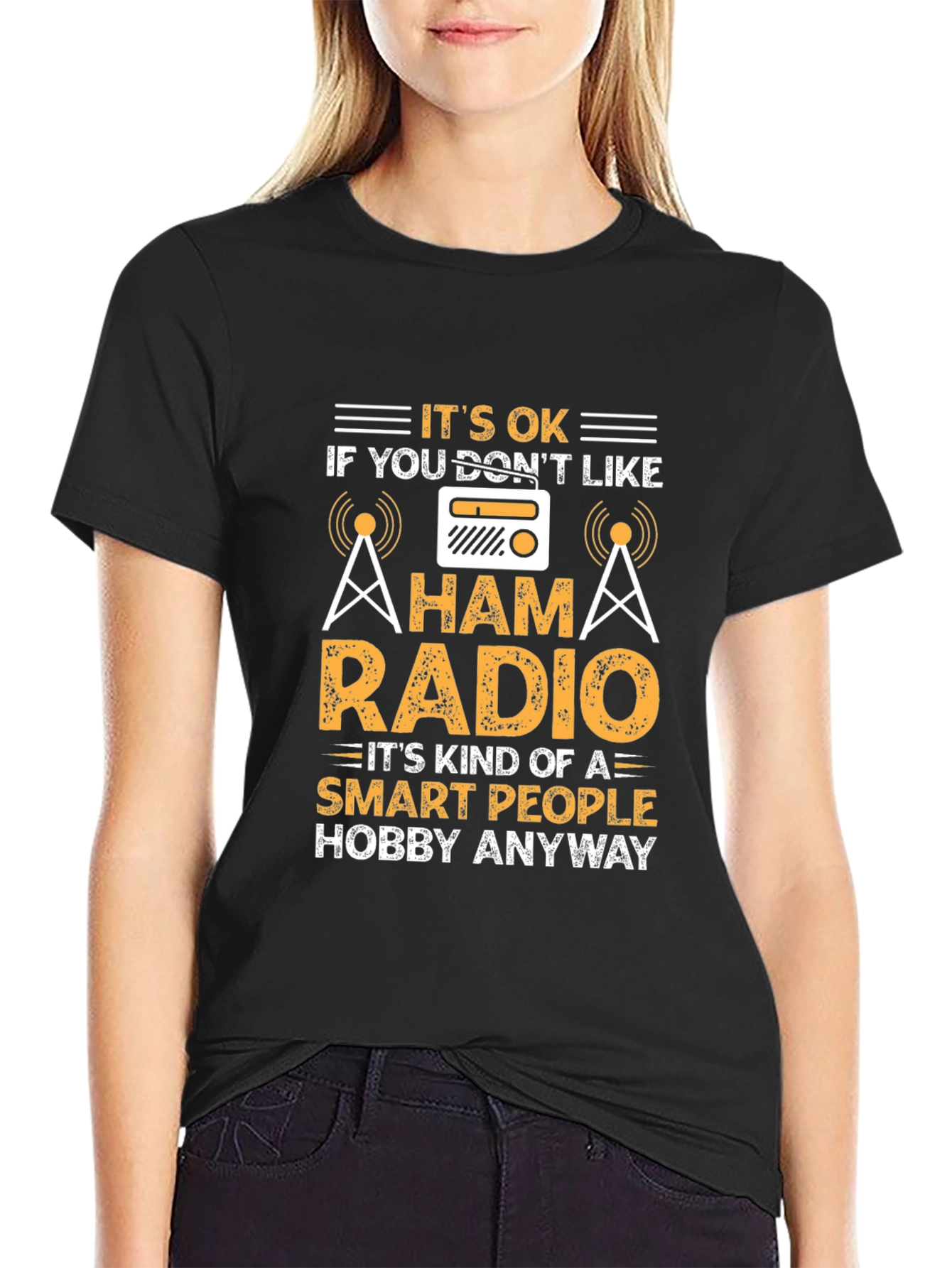 Black Ham Radio Smart People Hobby Black T-Shirt view 2