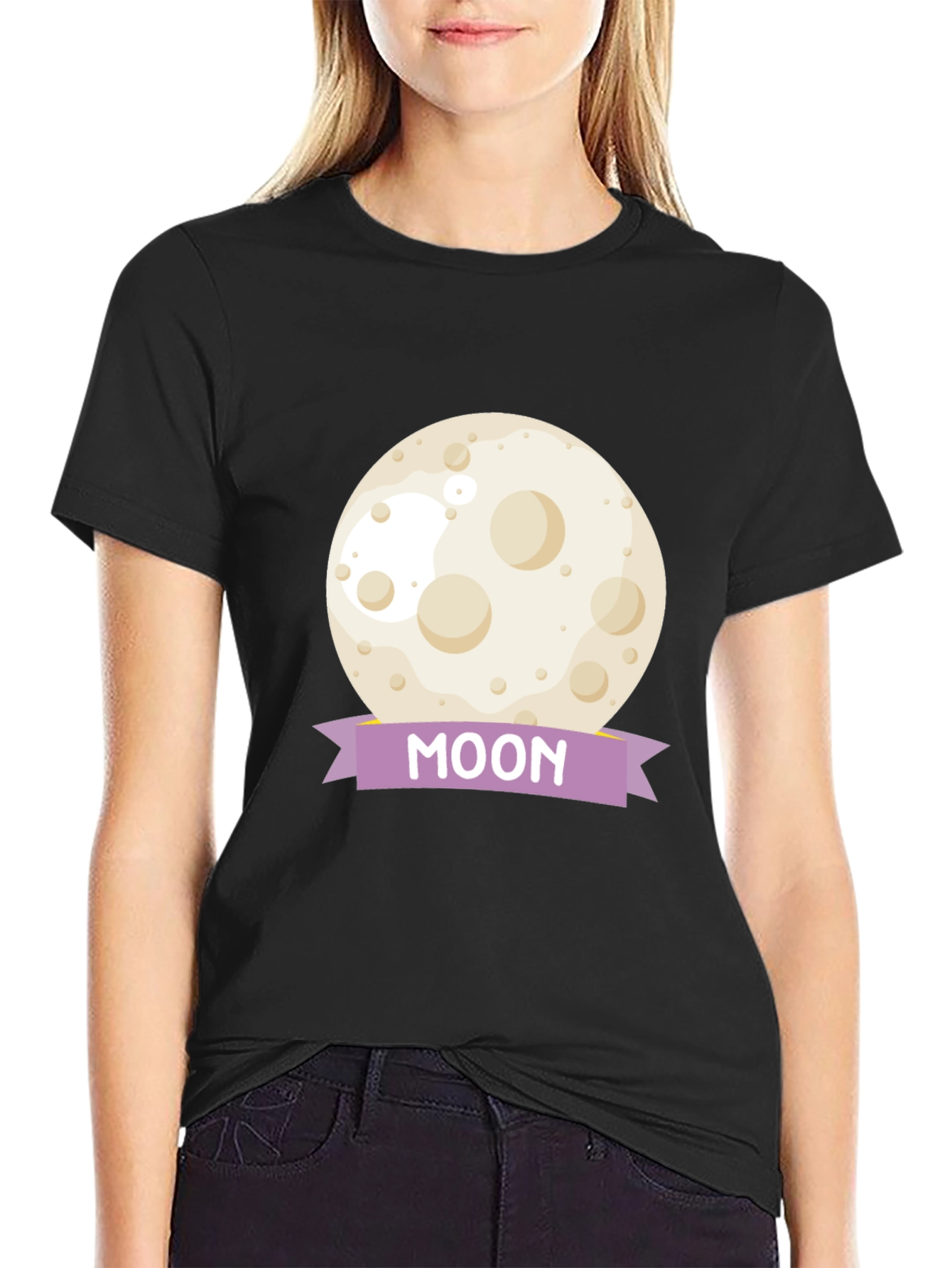 Black Moon Graphic Tee - Black Cotton Casual T-Shirt view 2