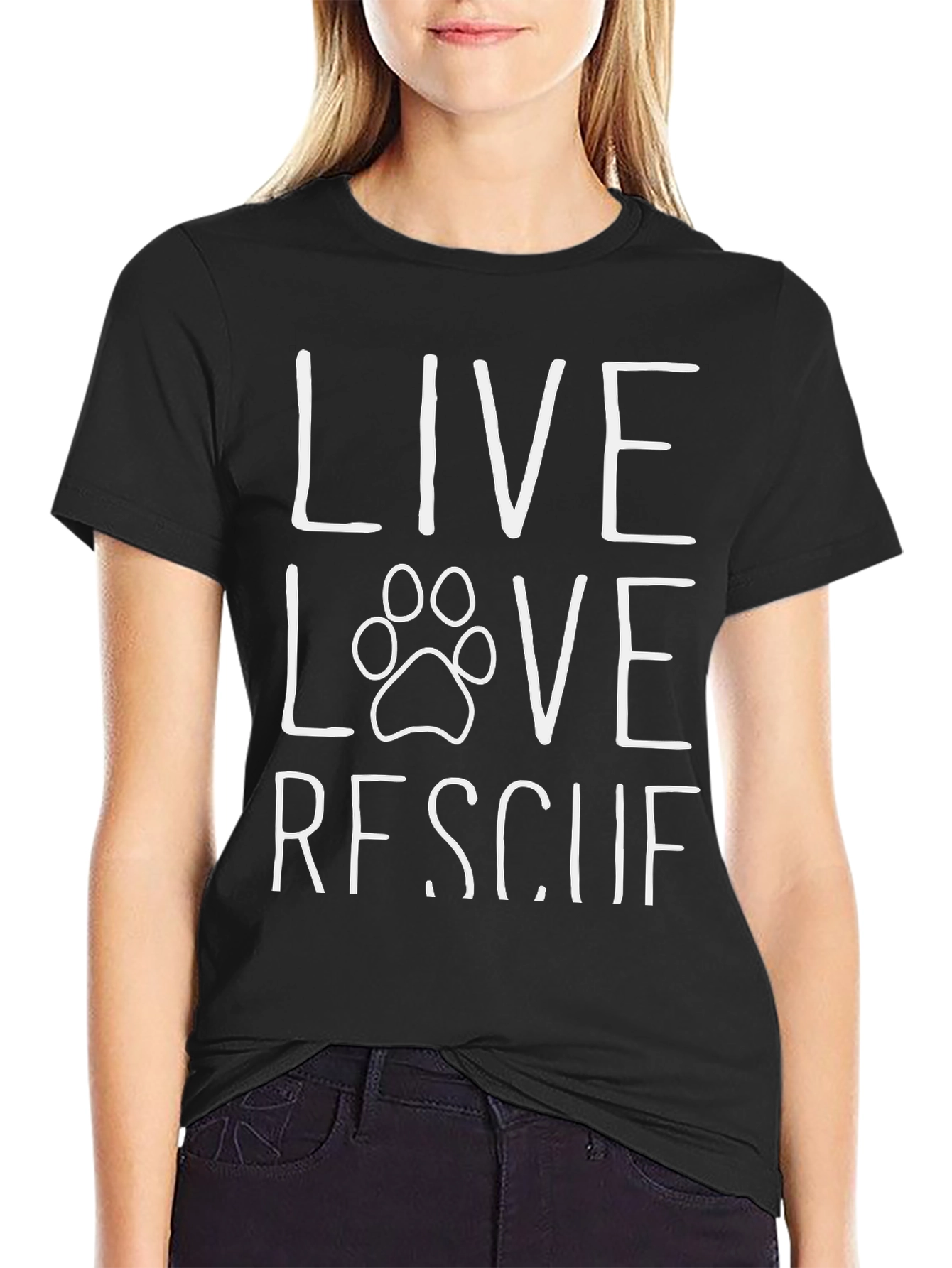 Black Live Love Rescue T-Shirt - Animal Rescue Tee view 2