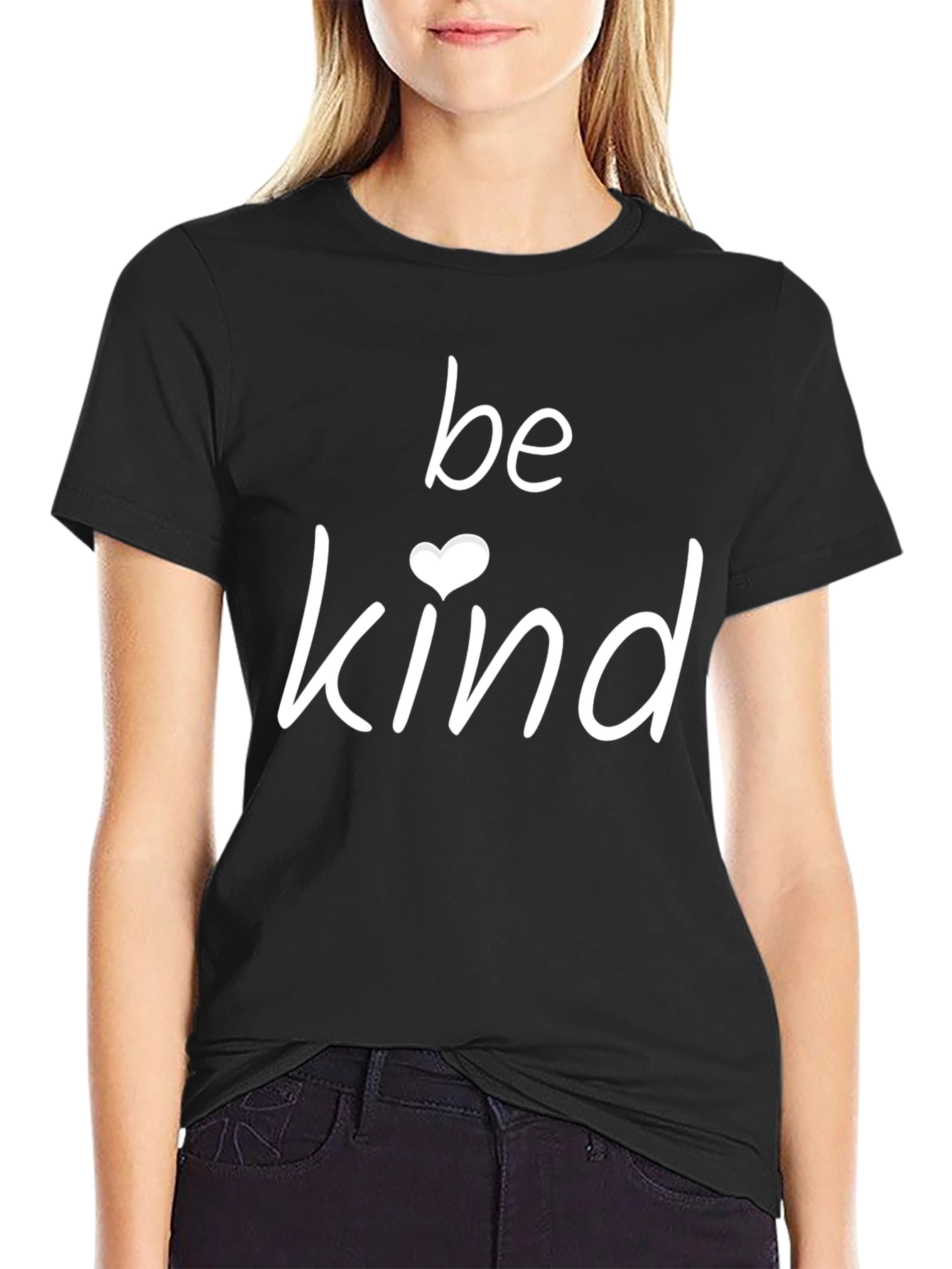 Black Be Kind Heart Graphic Tee - Black view 2