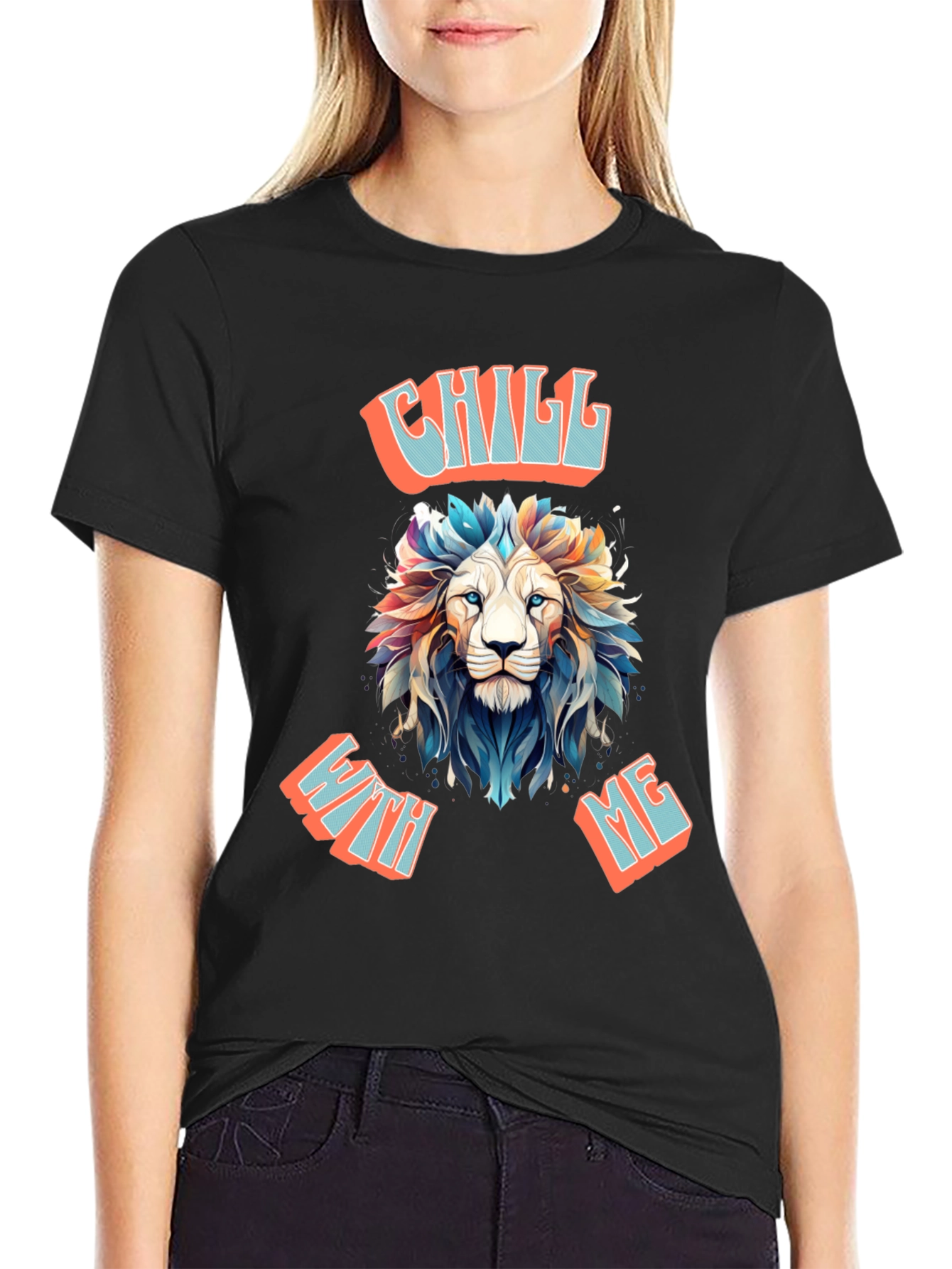 Chill With Me Lion Graphic Tee - Relaxed Vibe Shirt - 2