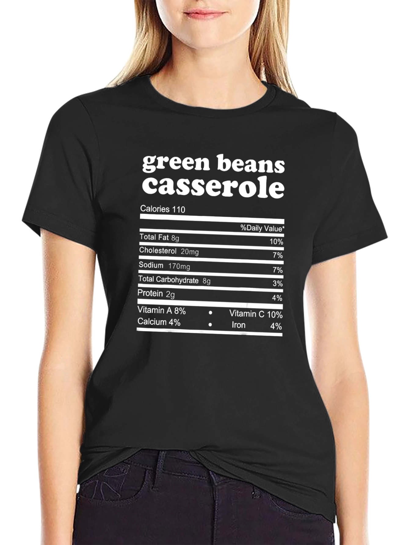 Black Green Bean Casserole Nutrition Facts Graphic Tee view 2