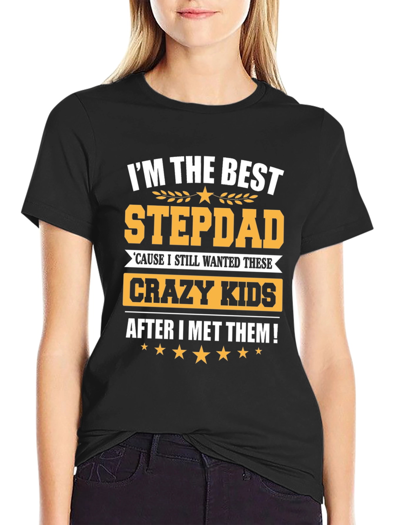 Black Best Stepdad Ever T-Shirt - Crazy Kids view 2