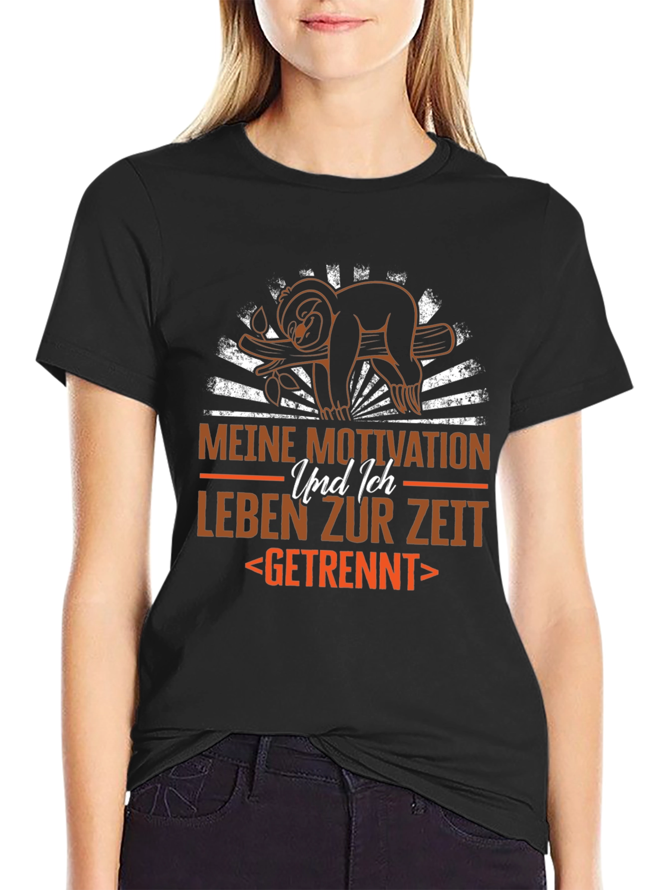 Black Funny Sloth T-Shirt: Meine Motivation view 2