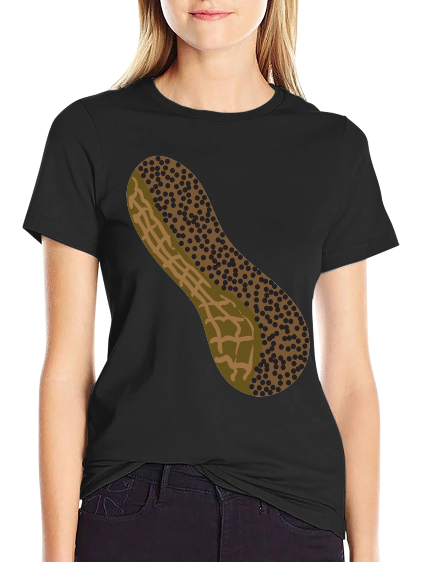 Black Peanut Graphic T-Shirt - Novelty Design view 2