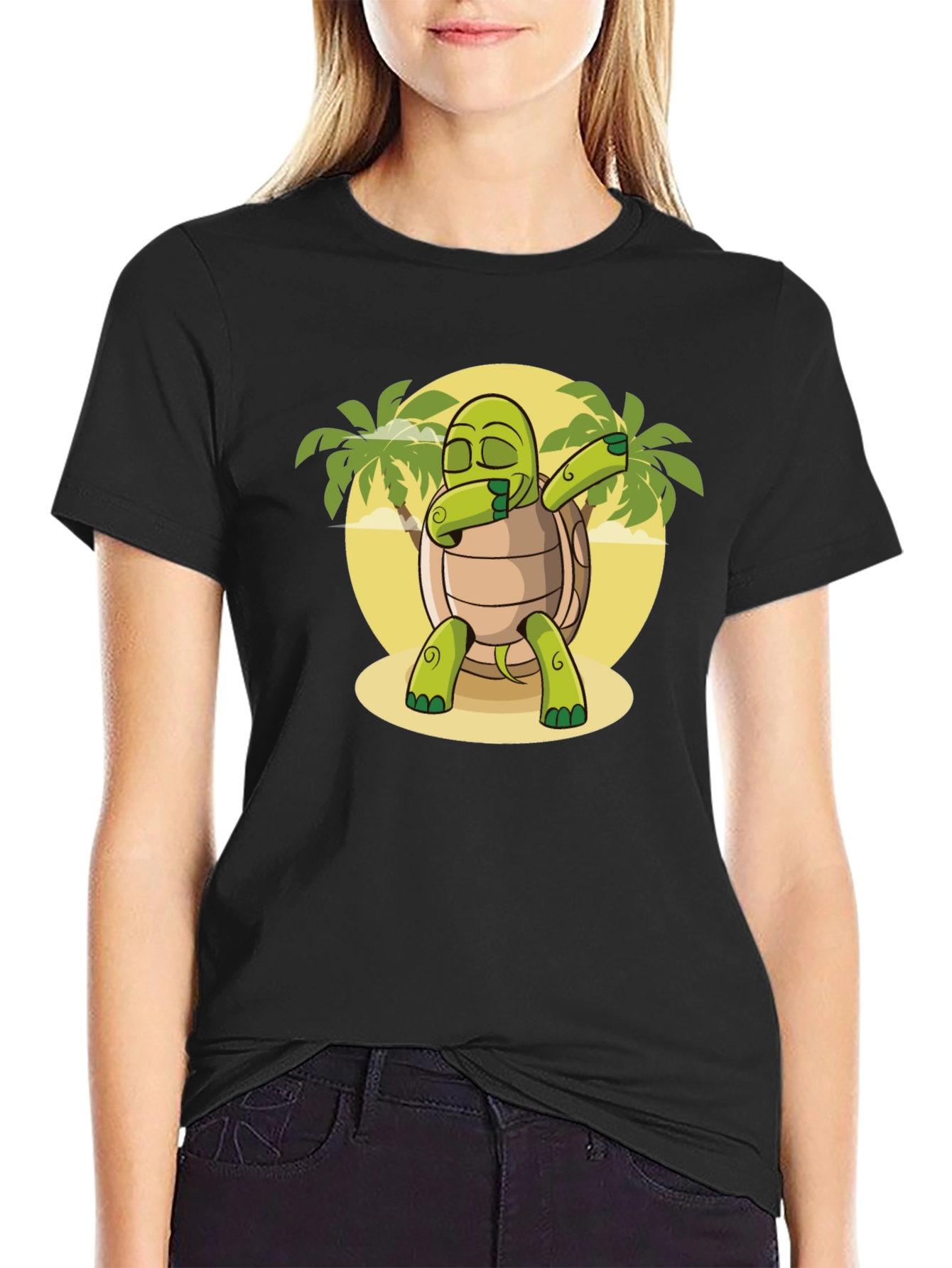 Black Dabbing Turtle T-Shirt: Fun & Unique Graphic Tee view 2