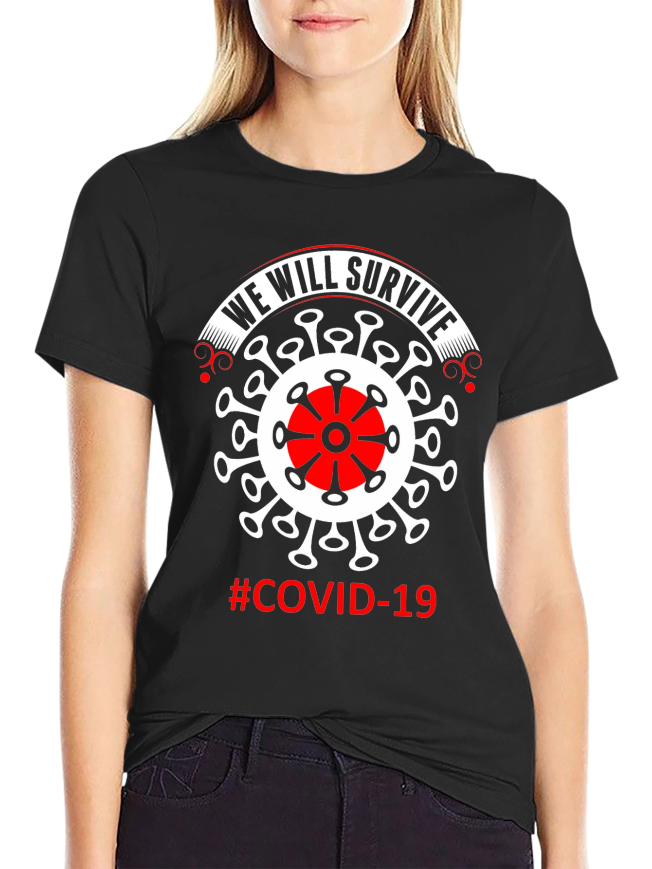Black We Will Survive COVID-19 T-Shirt view 2