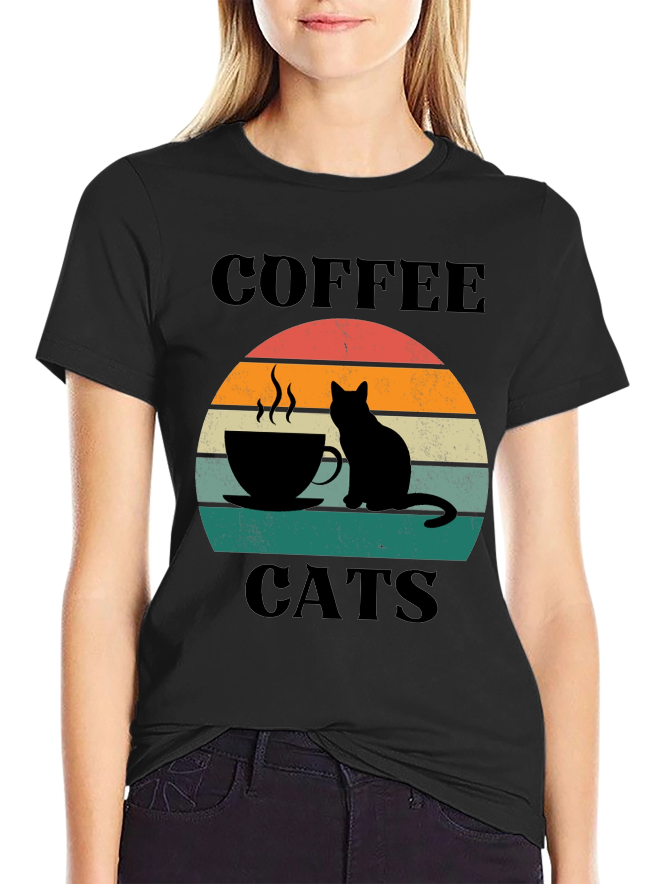 Black Coffee Cats T-Shirt view 2