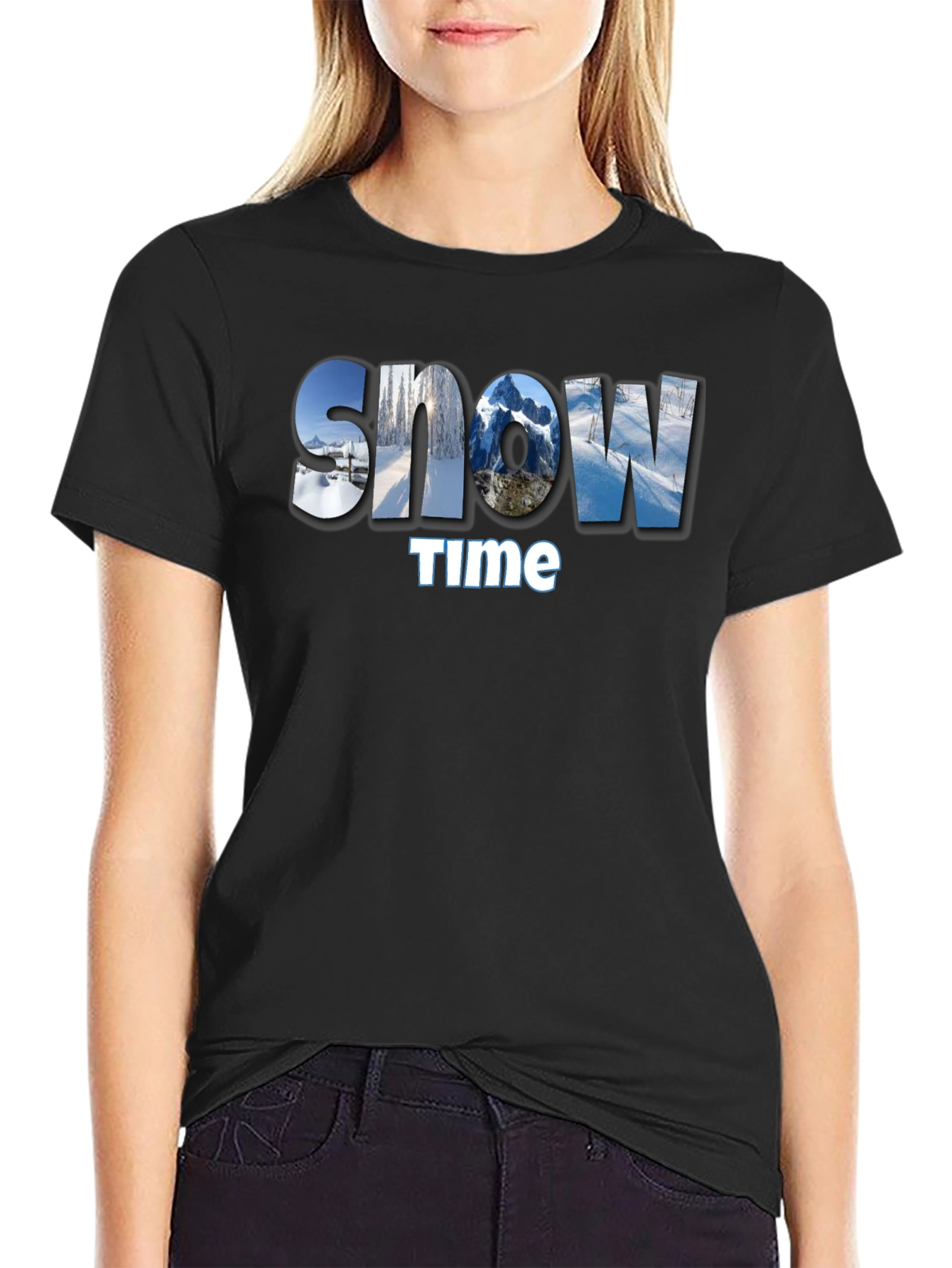 Black Snow Time Graphic Tee - Winter Adventure Style view 2