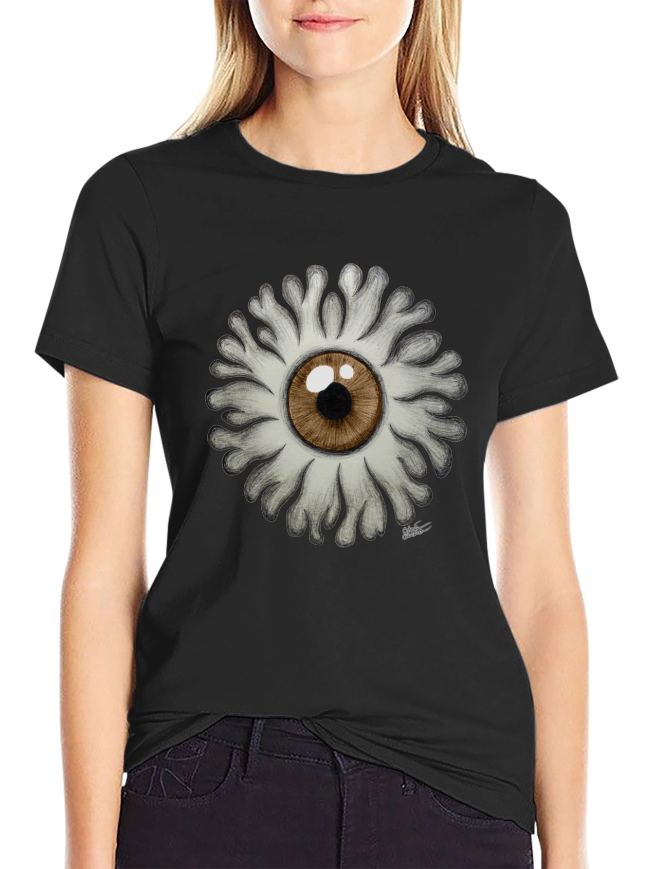 Black Eye Flower Graphic T-Shirt - Unique Design! view 2