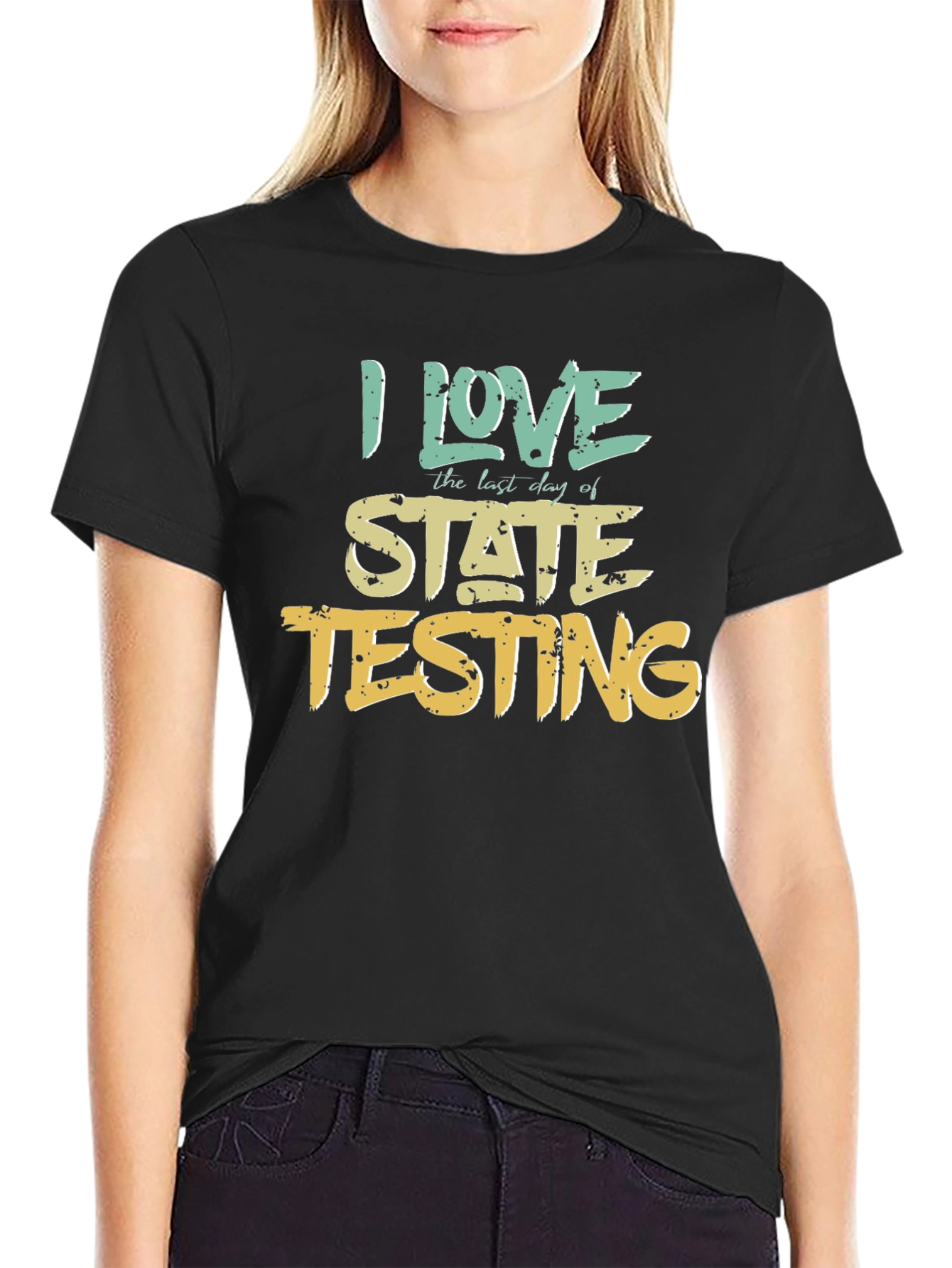 Black I Love State Testing Graphic Tee view 2