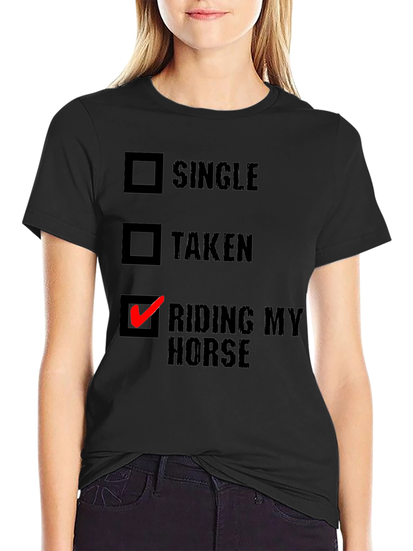 Black Riding My Horse T-Shirt - Novelty Equestrian Tee view 2