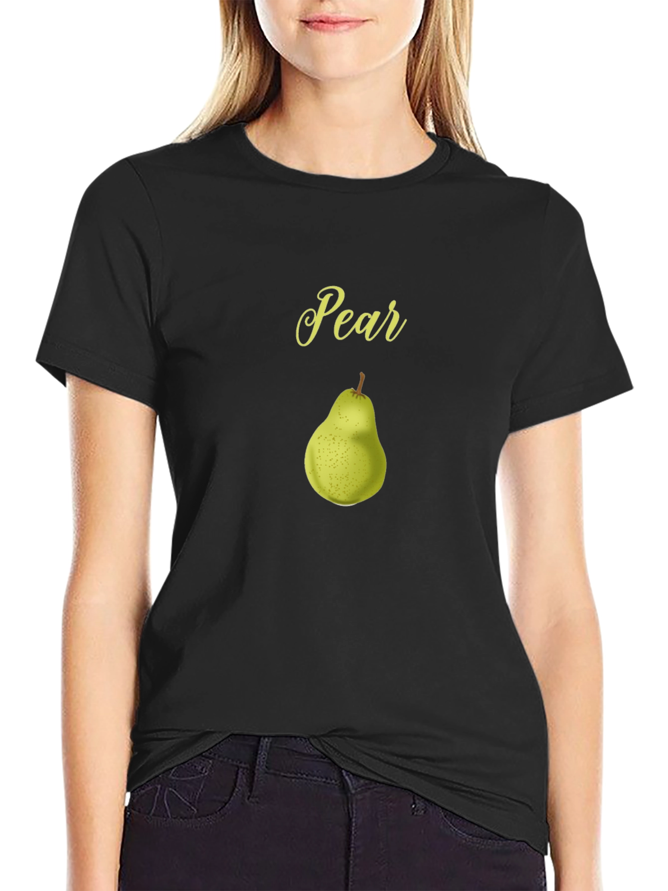 Black Pear Graphic Tee - Black Fruit T-Shirt view 2