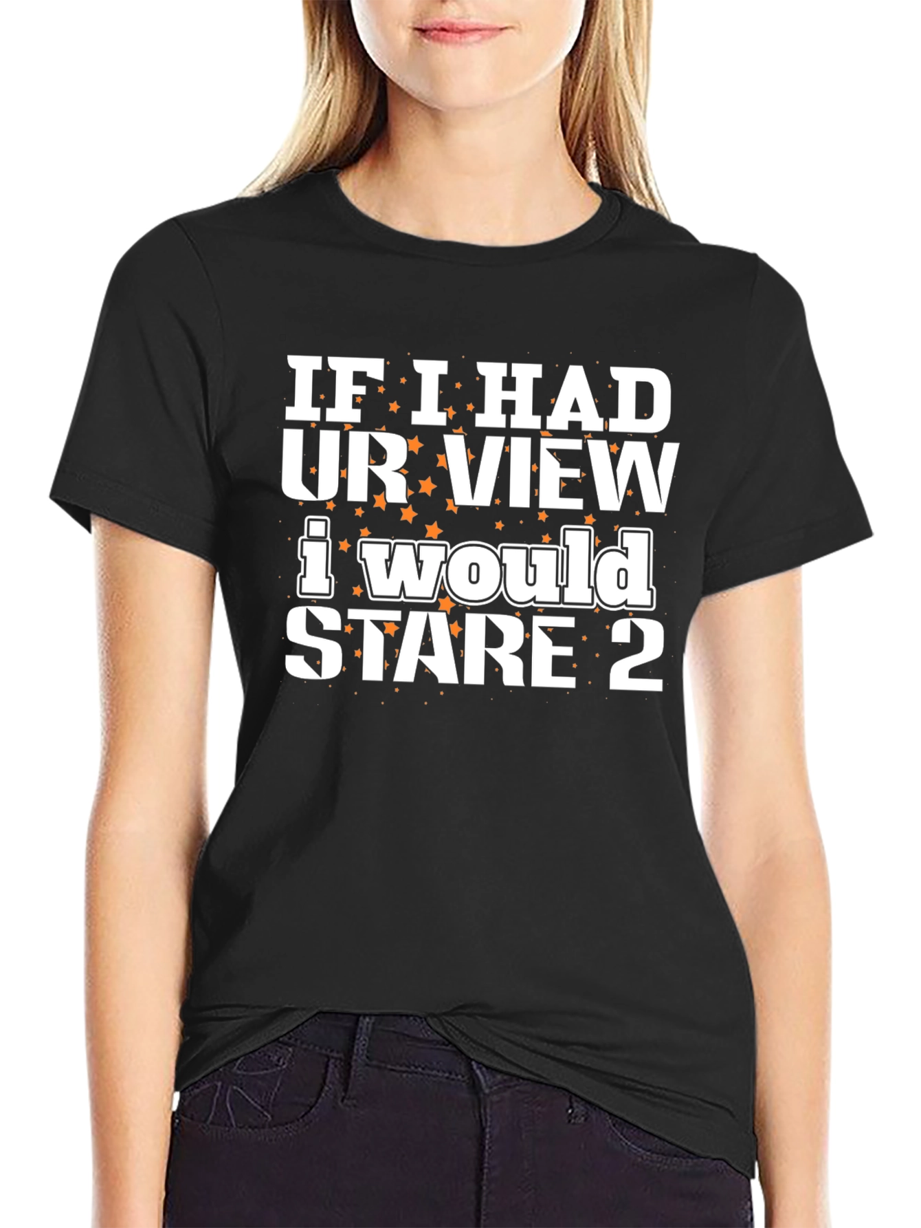 Black Funny Stare T-Shirt - If I Had Your View Tee view 2