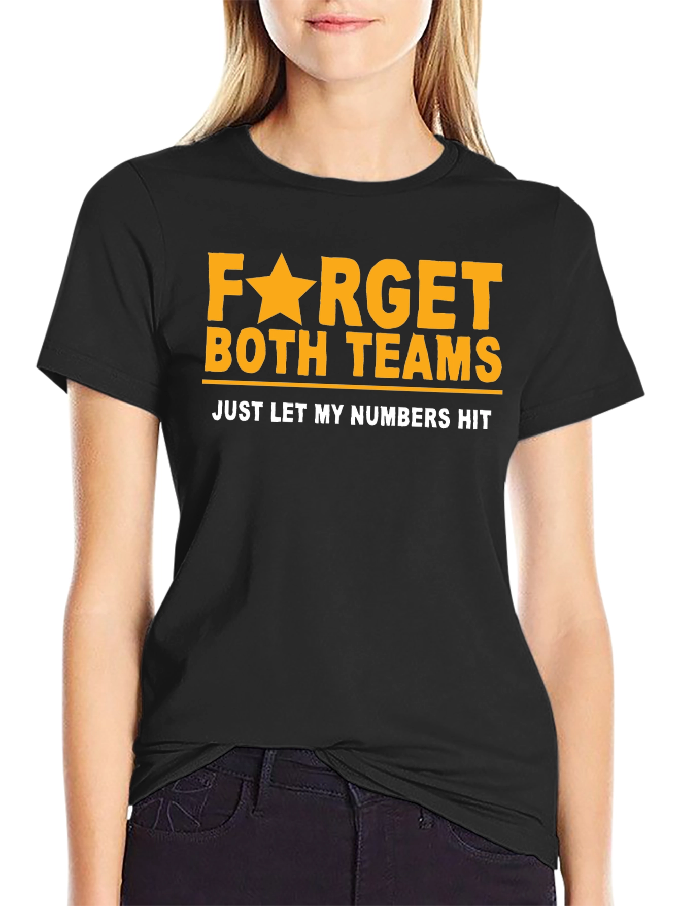 Black Funny Lottery T-Shirt: Forget Teams, Just Hit Numbers! view 2