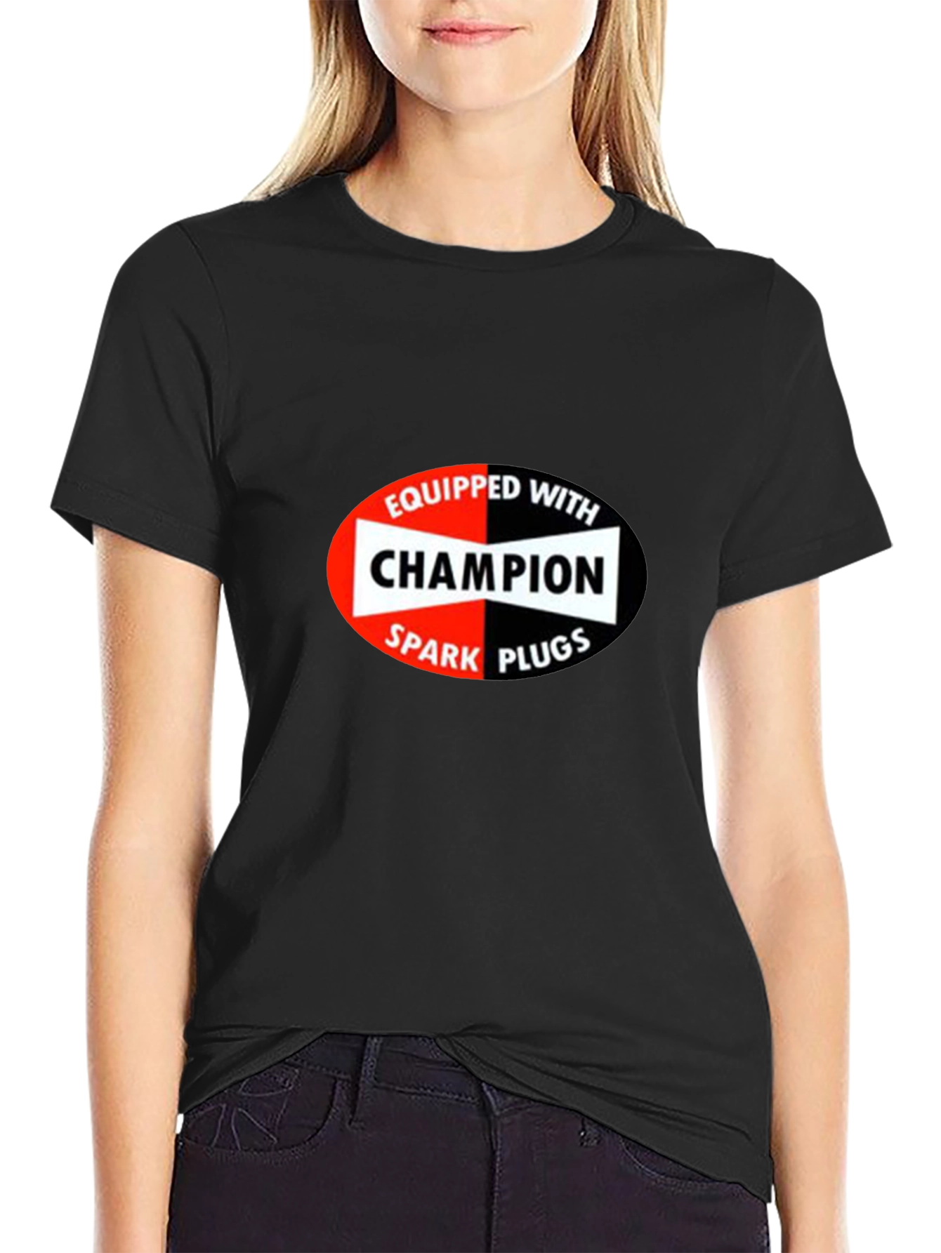 Black Champion Spark Plugs Graphic T-Shirt view 2