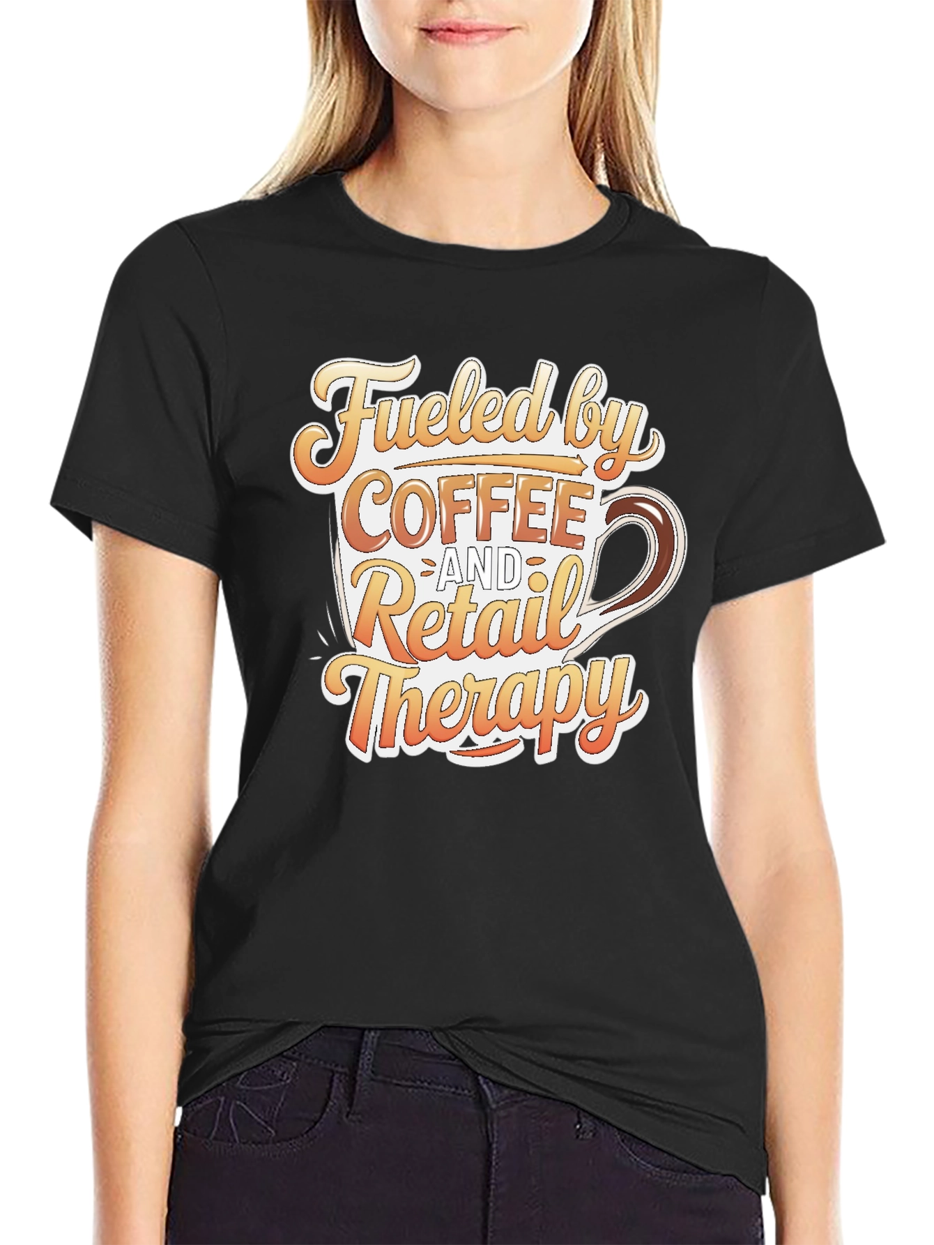 Black Coffee and Retail Therapy T-Shirt - Black view 2