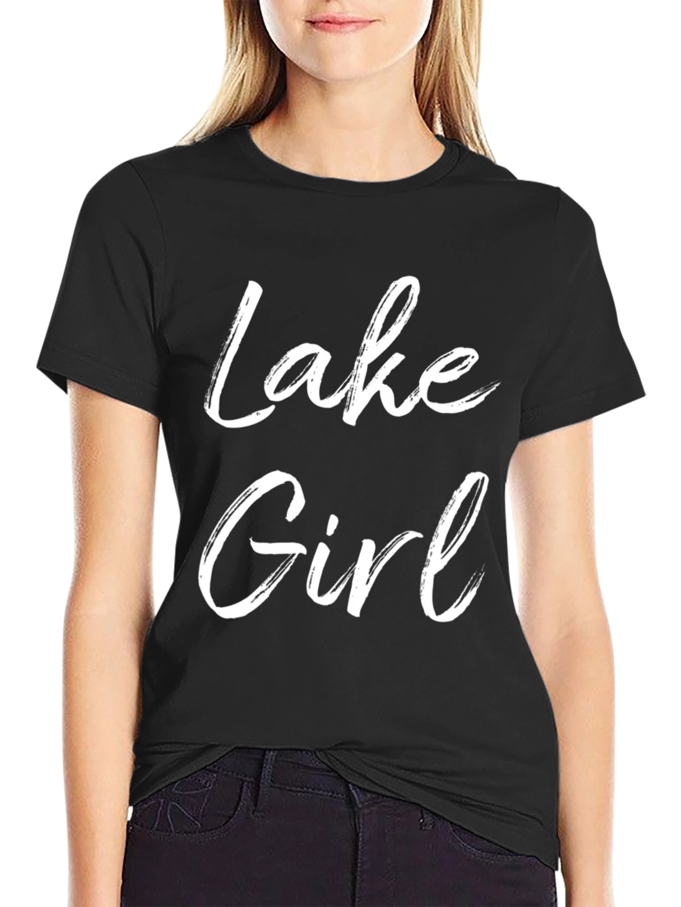 Black Lake Girl Graphic T-Shirt - Black view 2