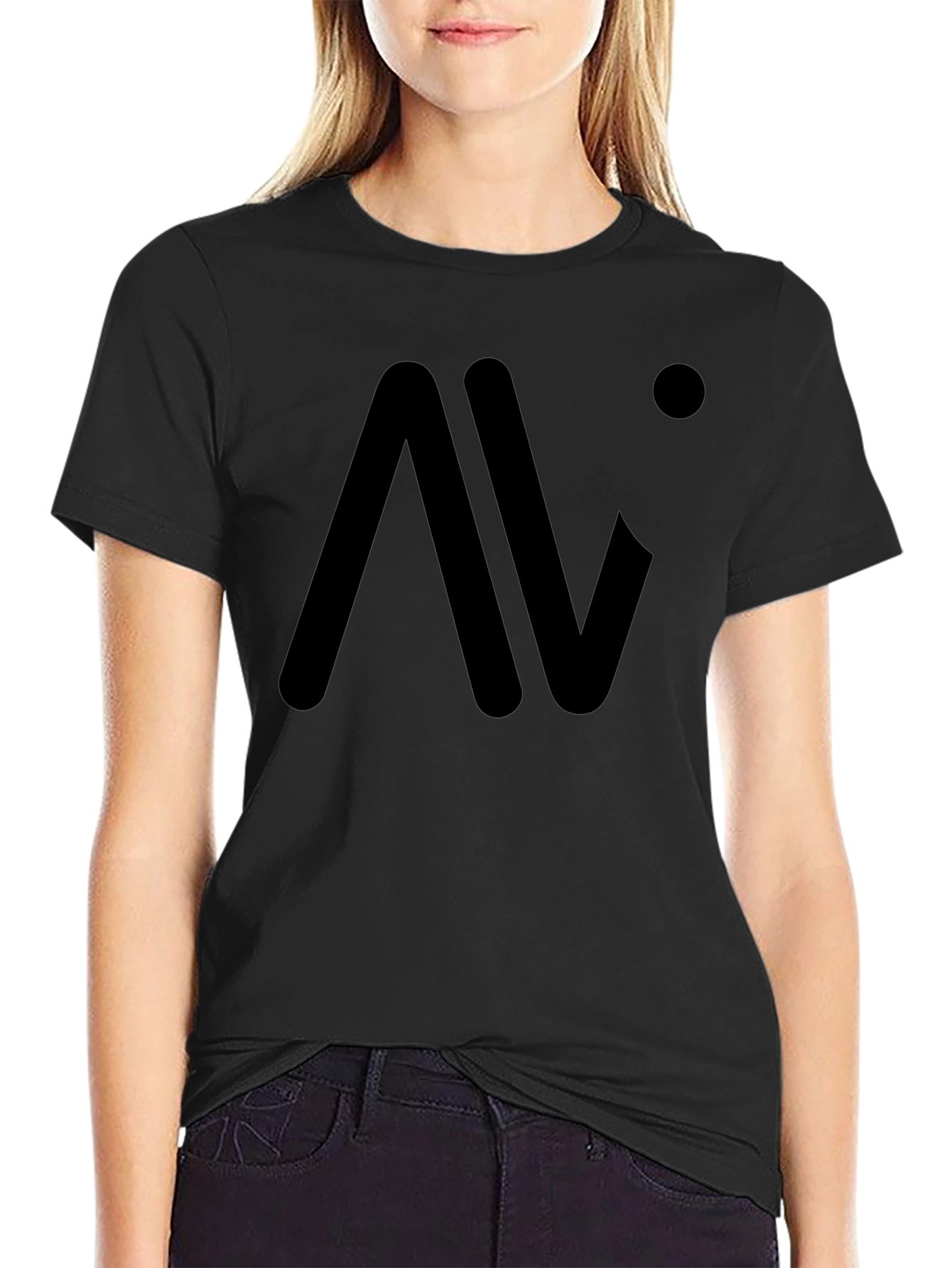Black Modern Black Graphic Tee: AV Logo view 2