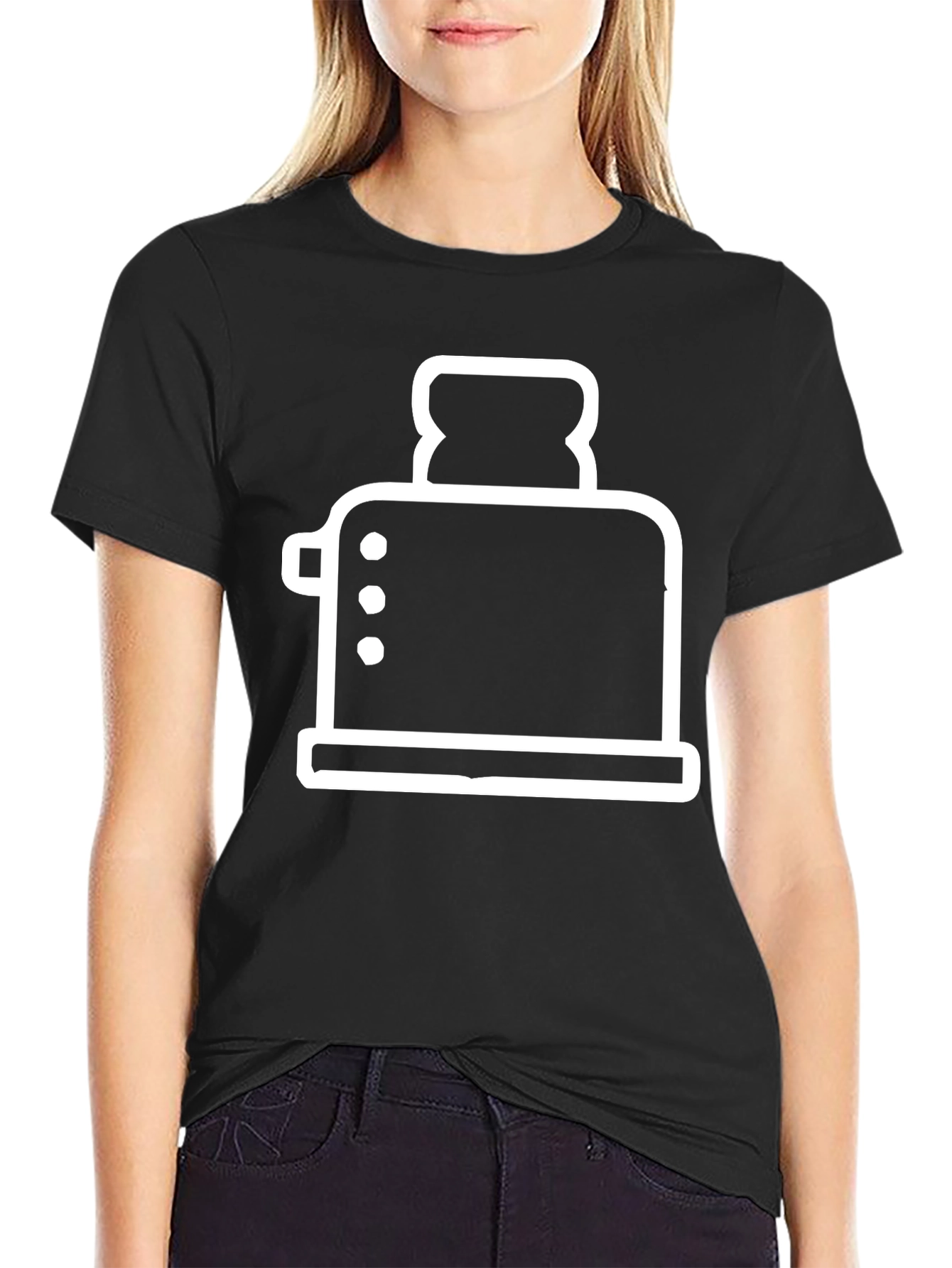 Black Toaster Graphic Tee - Black Cotton T-Shirt view 2