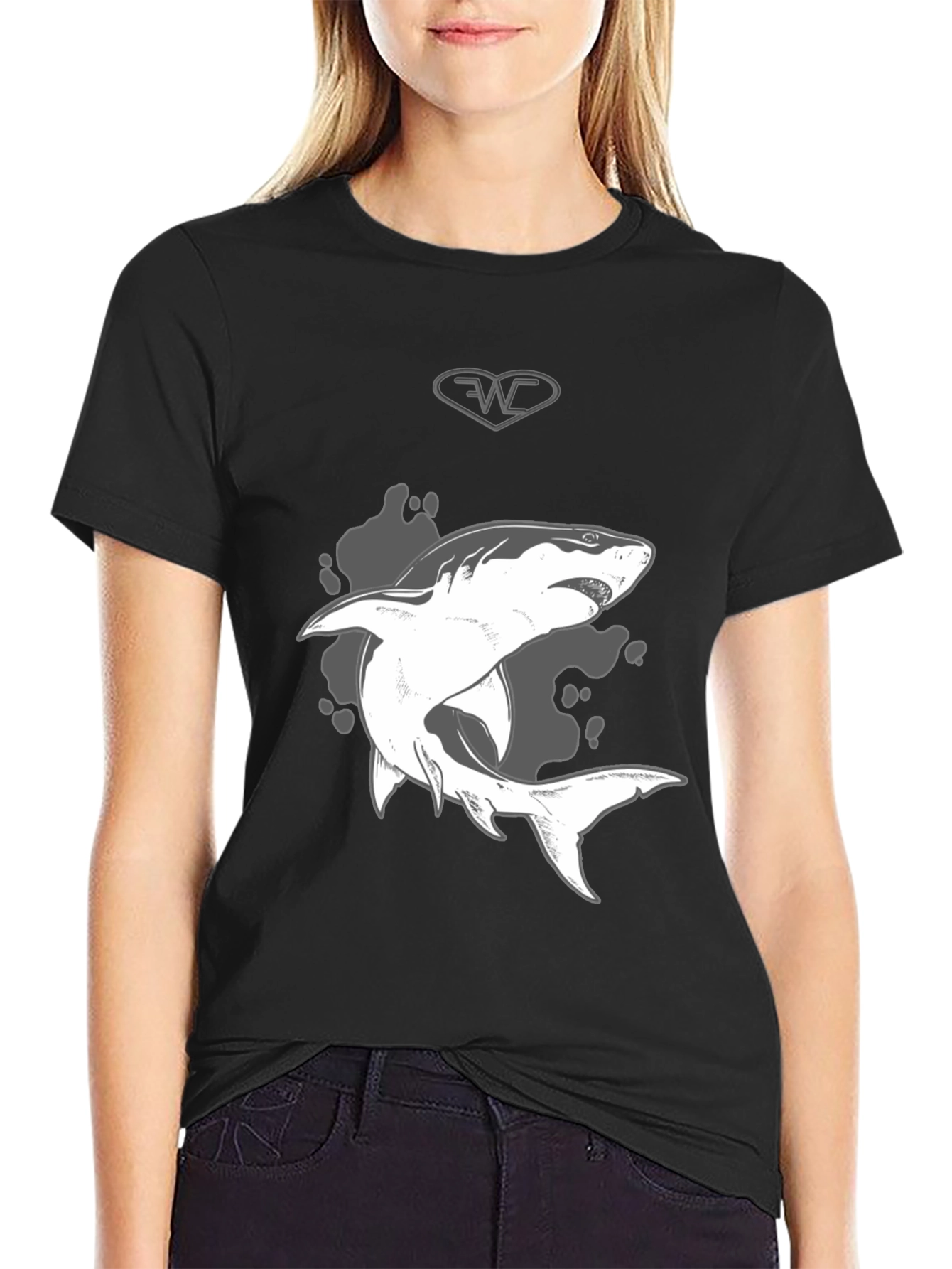 Black Shark Graphic Print Black T-Shirt - Mens Casual Style view 2