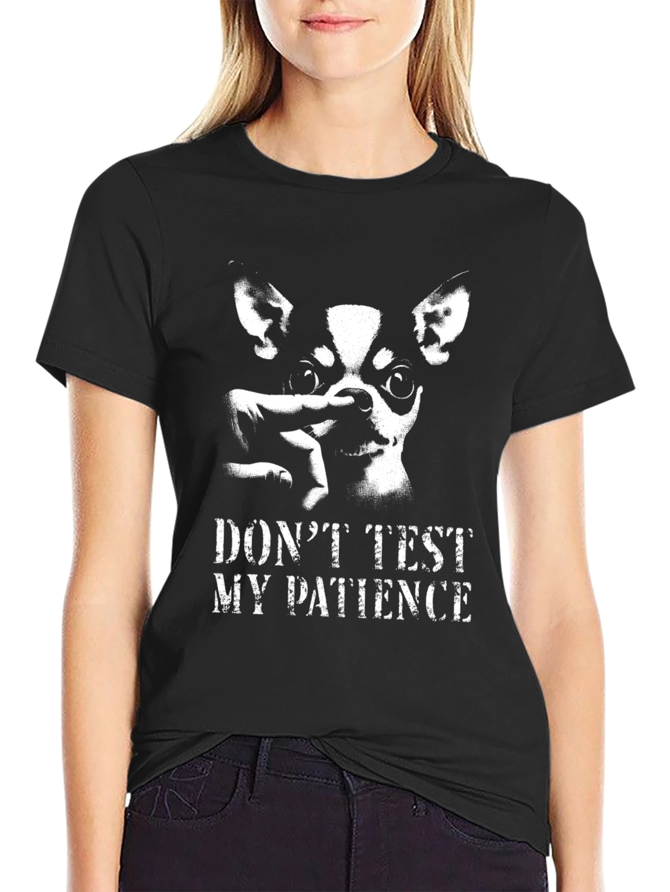 Black Don't Test My Patience Dog Graphic Tee view 2