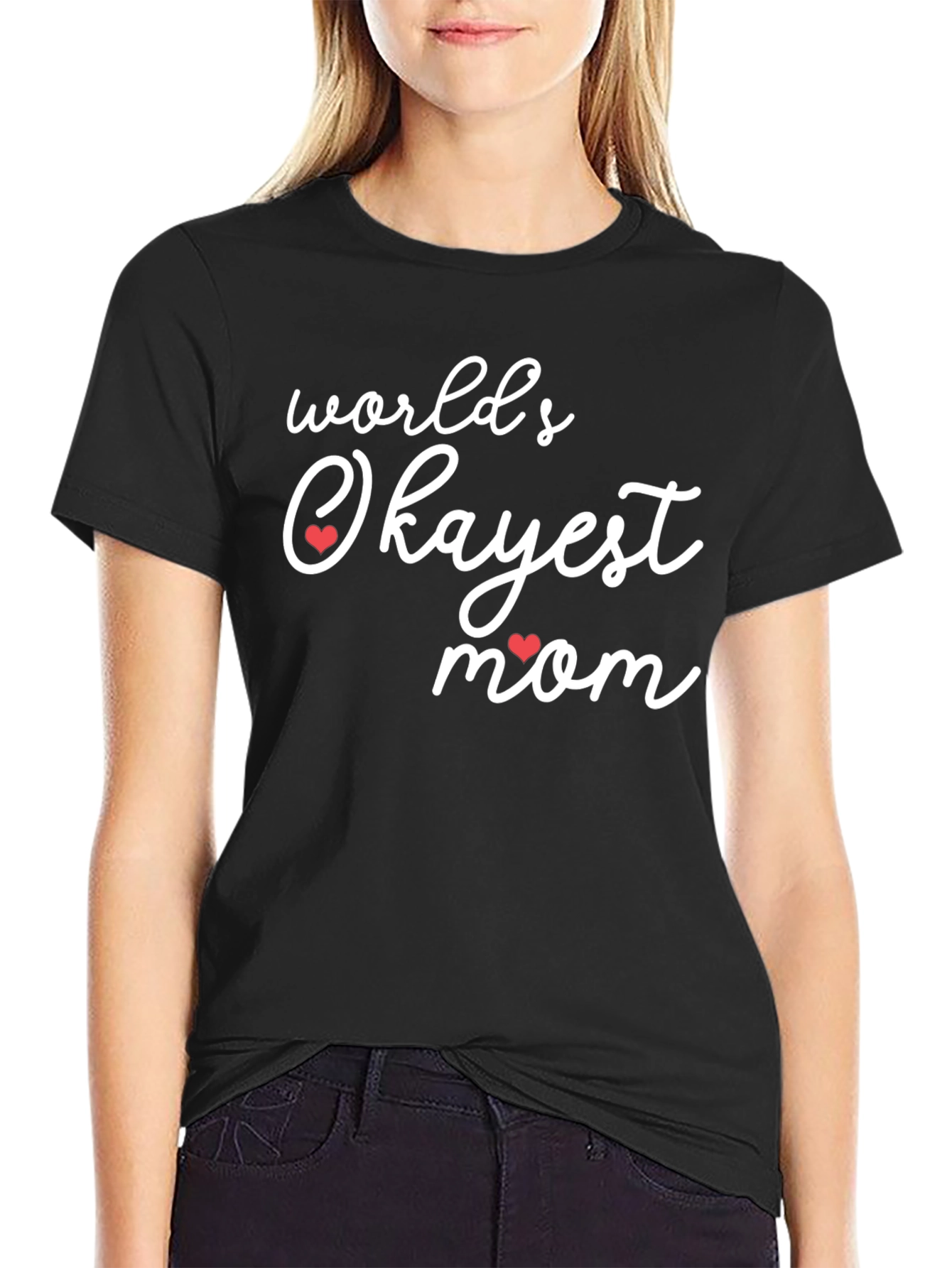 Black World's Okayest Mom Graphic T-Shirt view 2