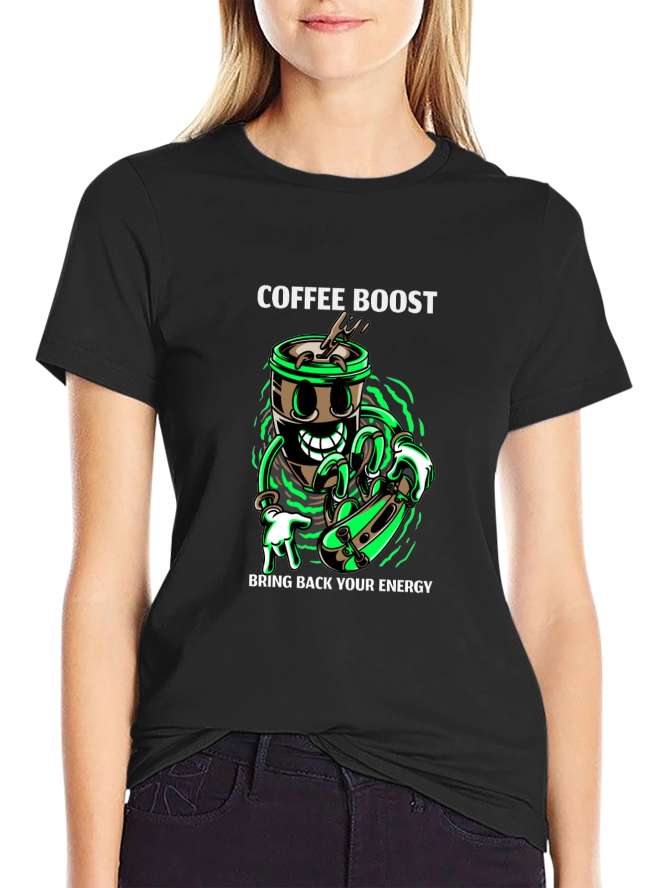 Black Coffee Boost Graphic T-Shirt - Energy Recharge view 2