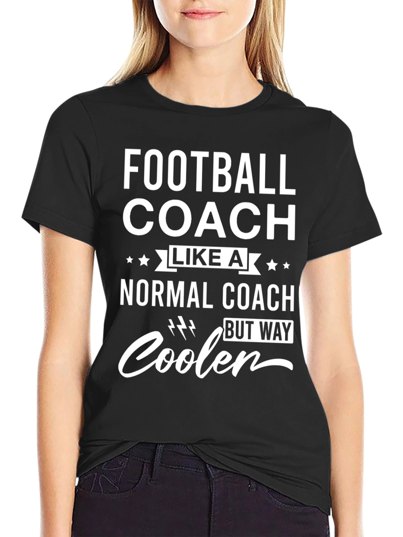 Black Football Coach T-Shirt - Normal Coach But Way Cooler view 2