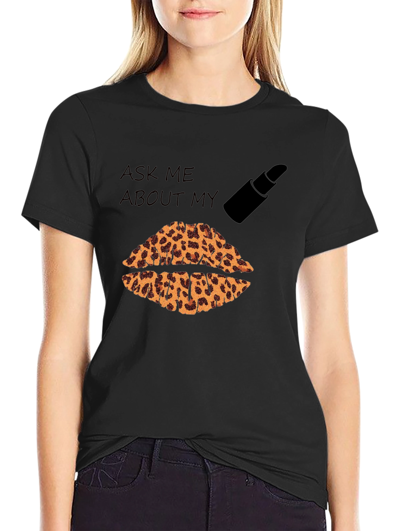 Black Leopard Lips Graphic T-Shirt view 2