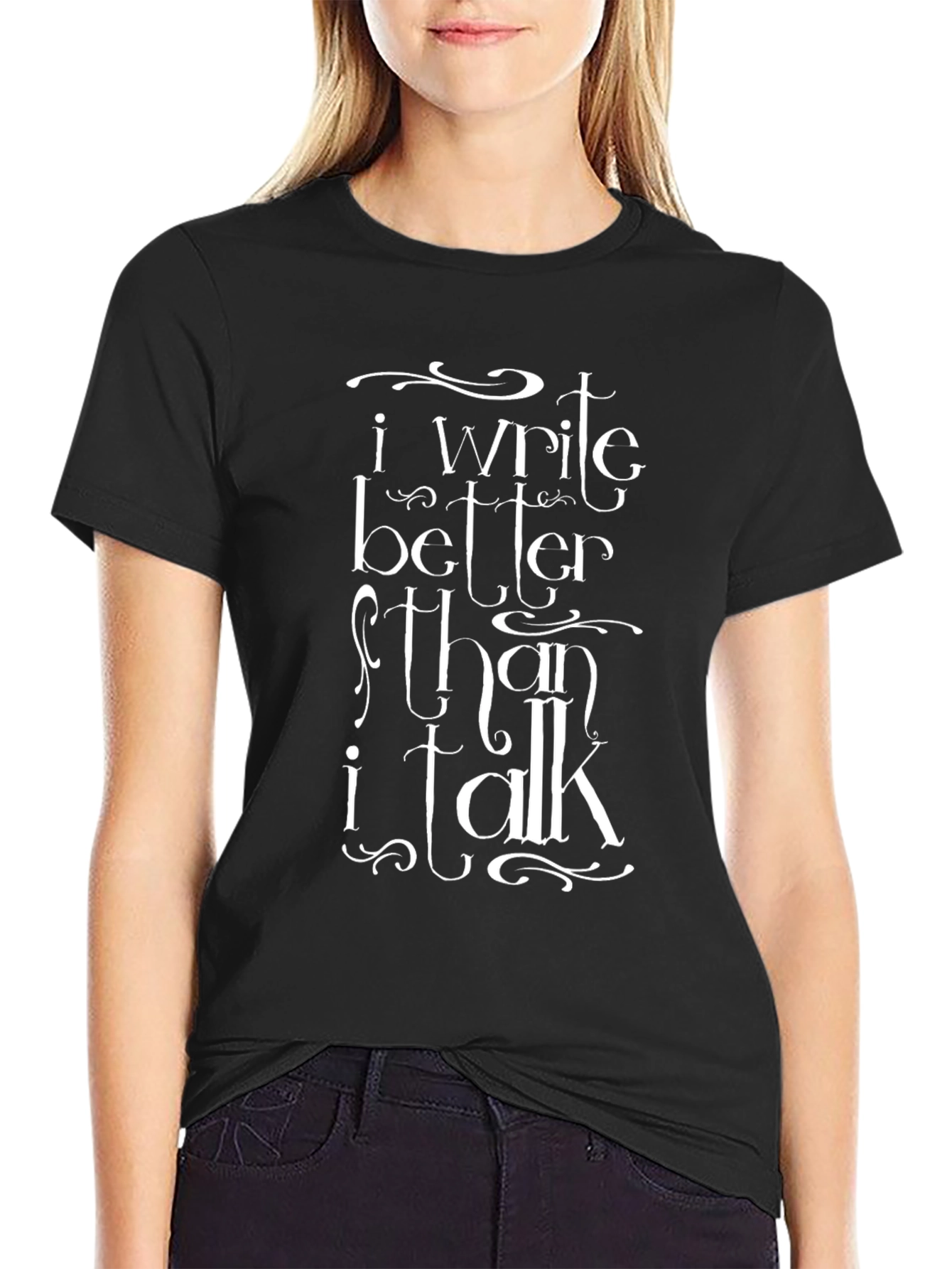 Black I Write Better Than I Talk T-Shirt - Black view 2