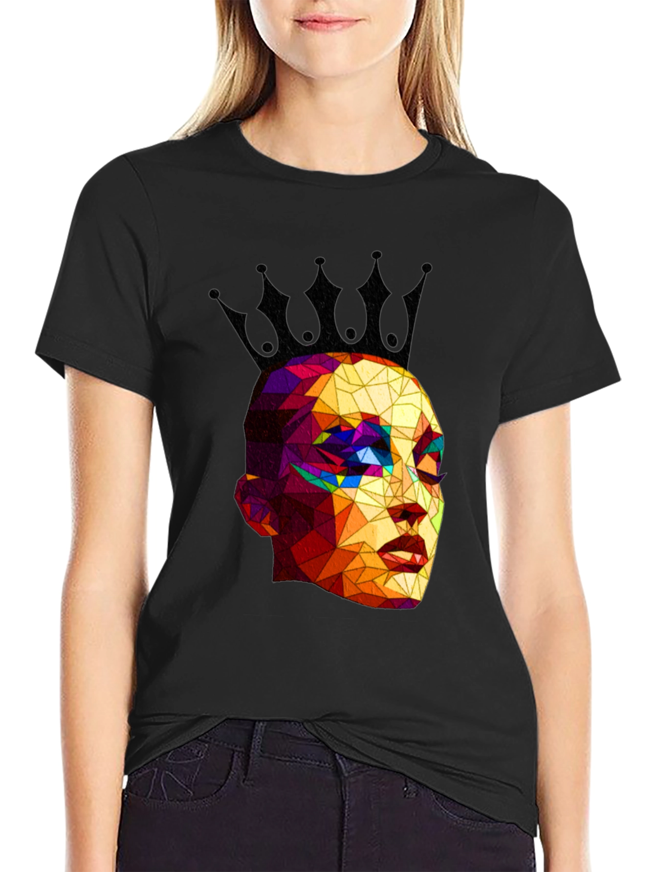 Black Geometric Queen Black T-Shirt view 2