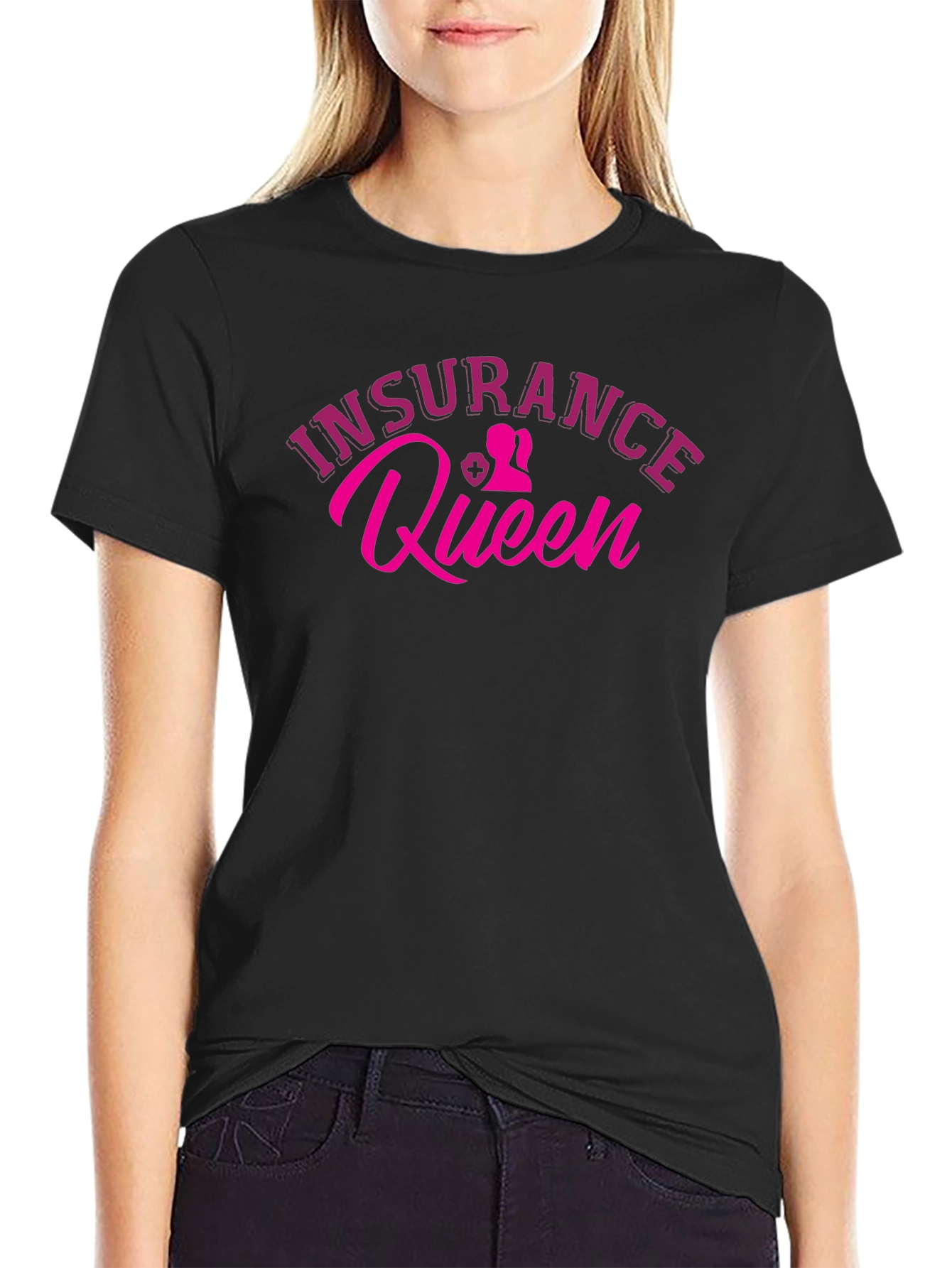 Black Insurance Queen Black T-Shirt view 2