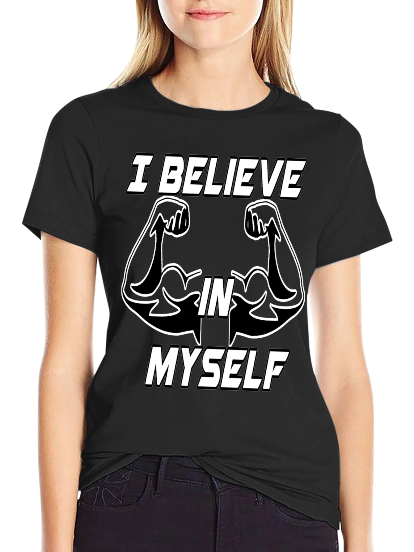 Black Believe In Myself Graphic Tee - Black view 2